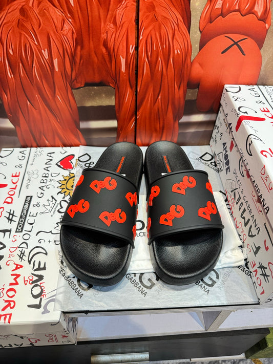 Dolce & Gabbana DG Men's Embossed-Logo PVC Slides