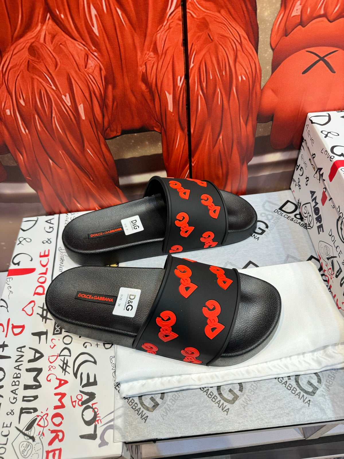 Dolce & Gabbana DG Men's Embossed-Logo PVC Slides