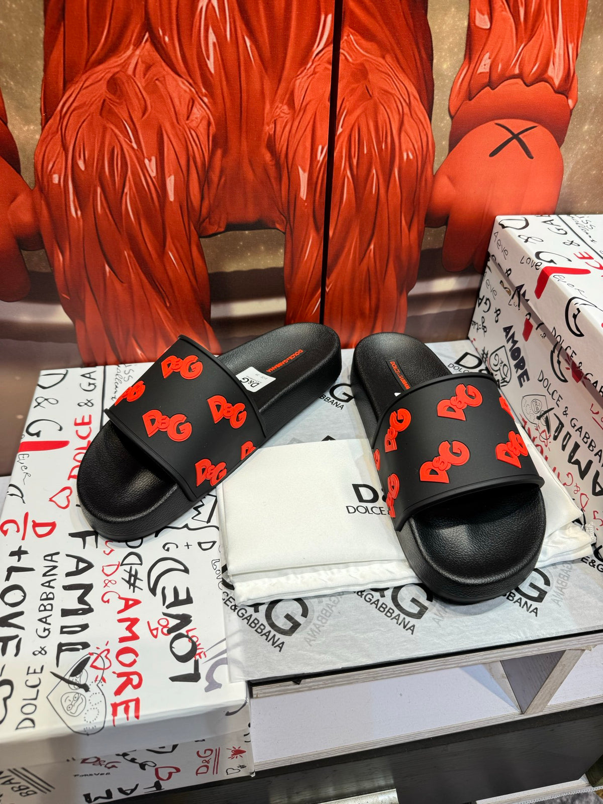 Dolce & Gabbana DG Men's Embossed-Logo PVC Slides