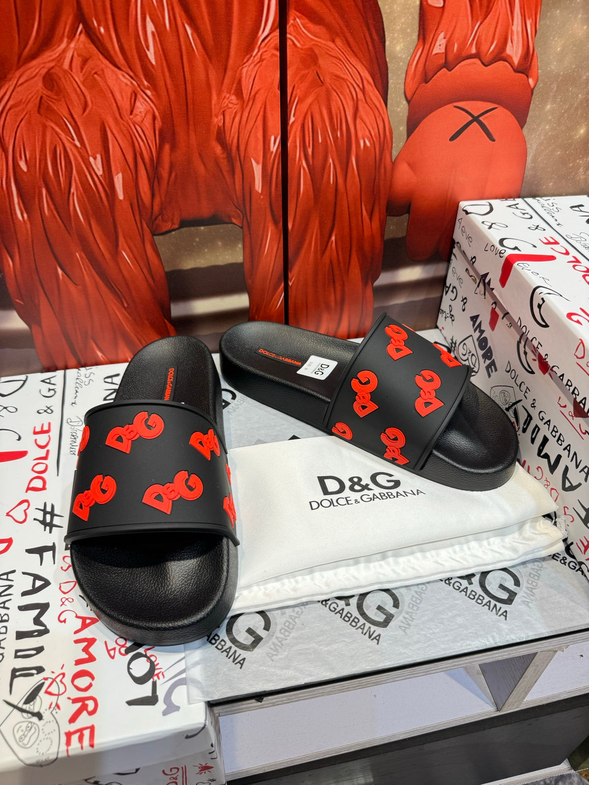 Dolce & Gabbana DG Men's Embossed-Logo PVC Slides
