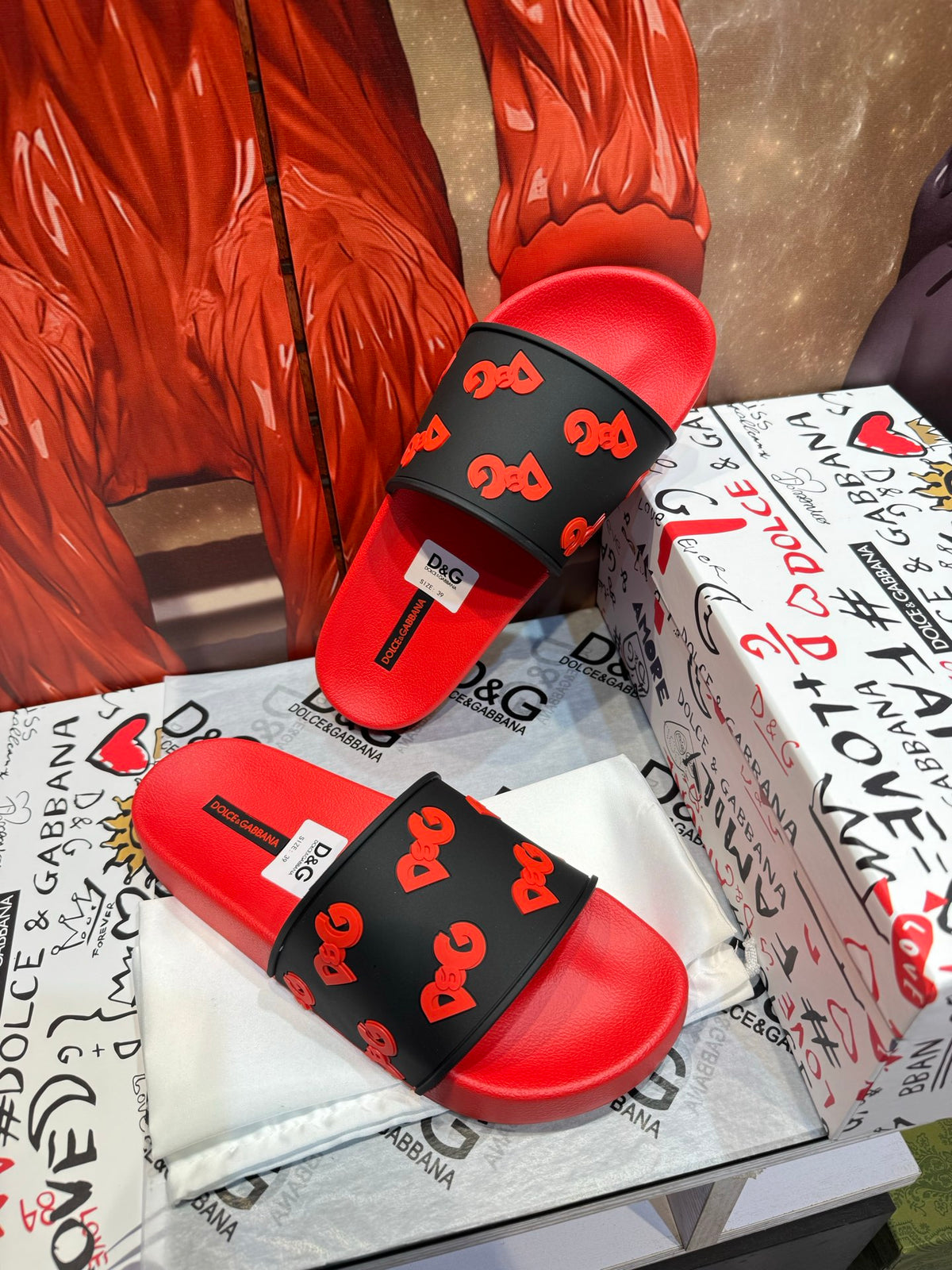 Dolce & Gabbana DG Men's Embossed-Logo PVC Slides