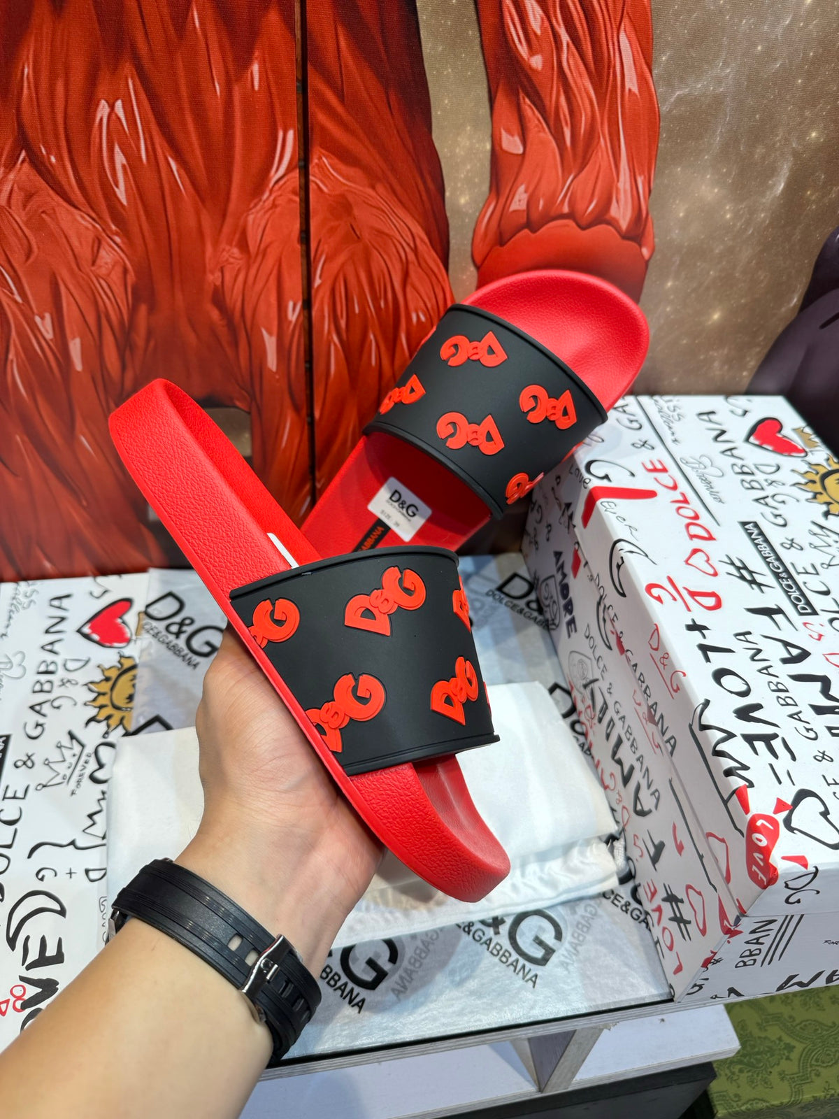 Dolce & Gabbana DG Men's Embossed-Logo PVC Slides