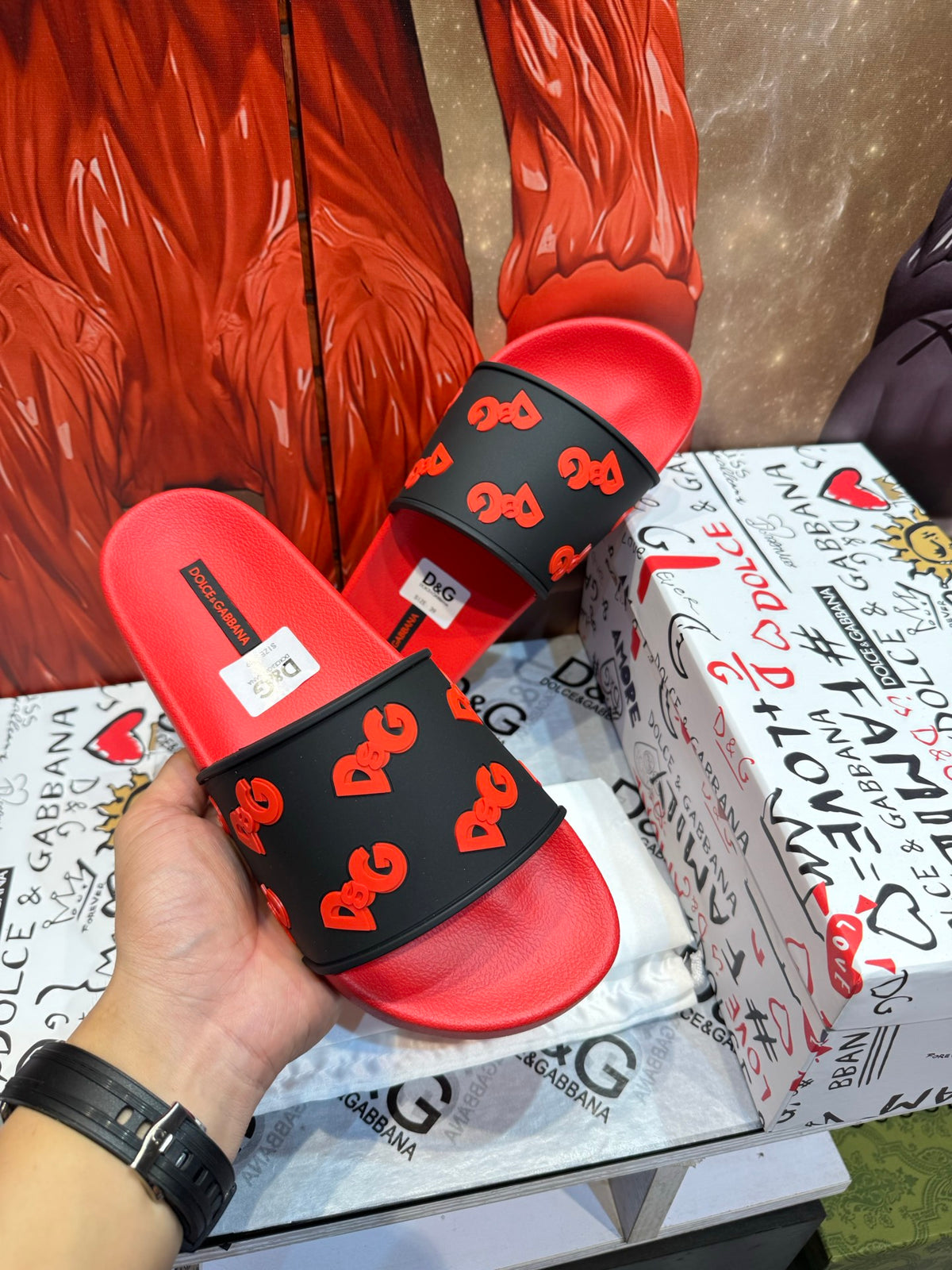 Dolce & Gabbana DG Men's Embossed-Logo PVC Slides