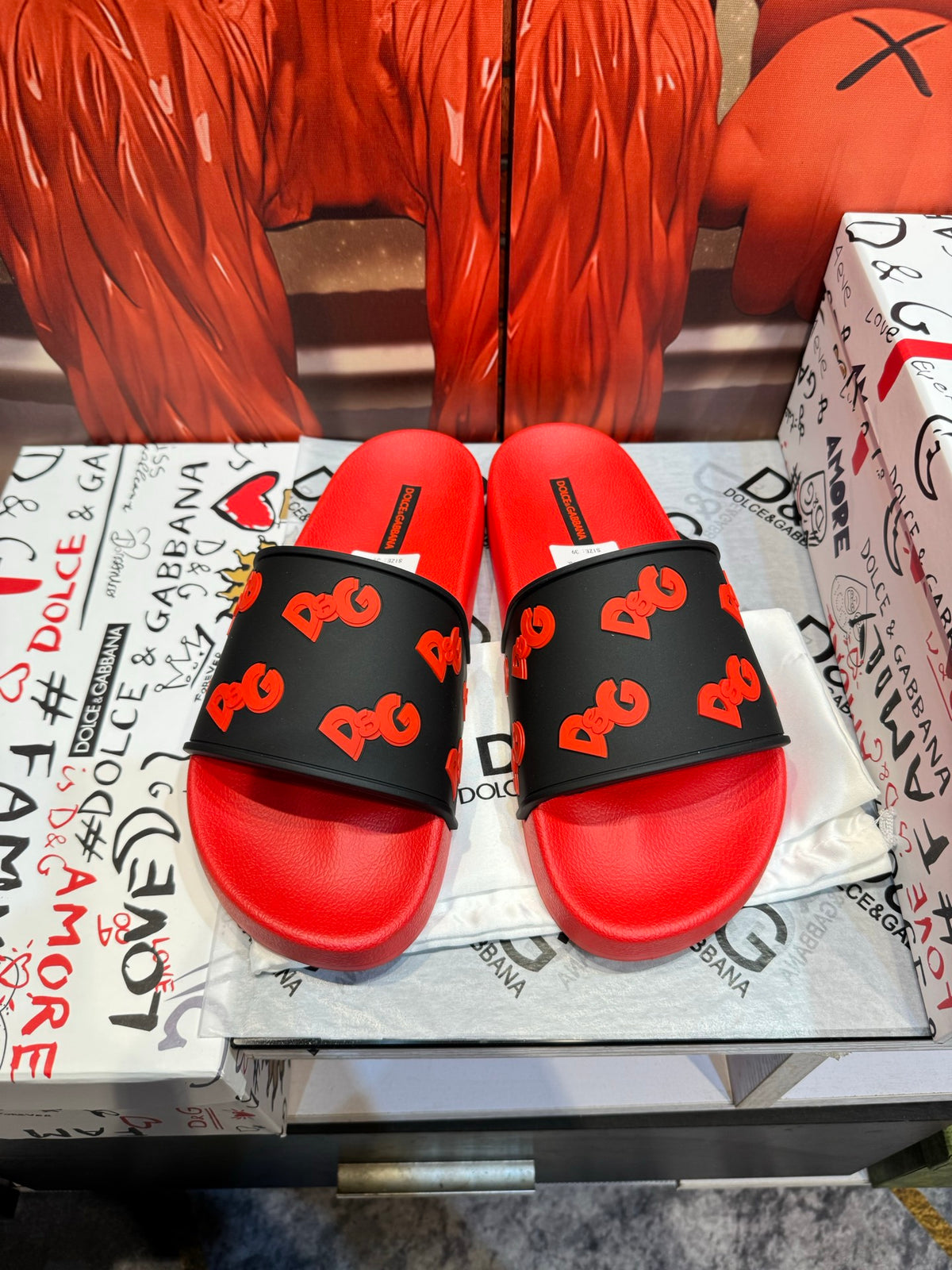 Dolce & Gabbana DG Men's Embossed-Logo PVC Slides