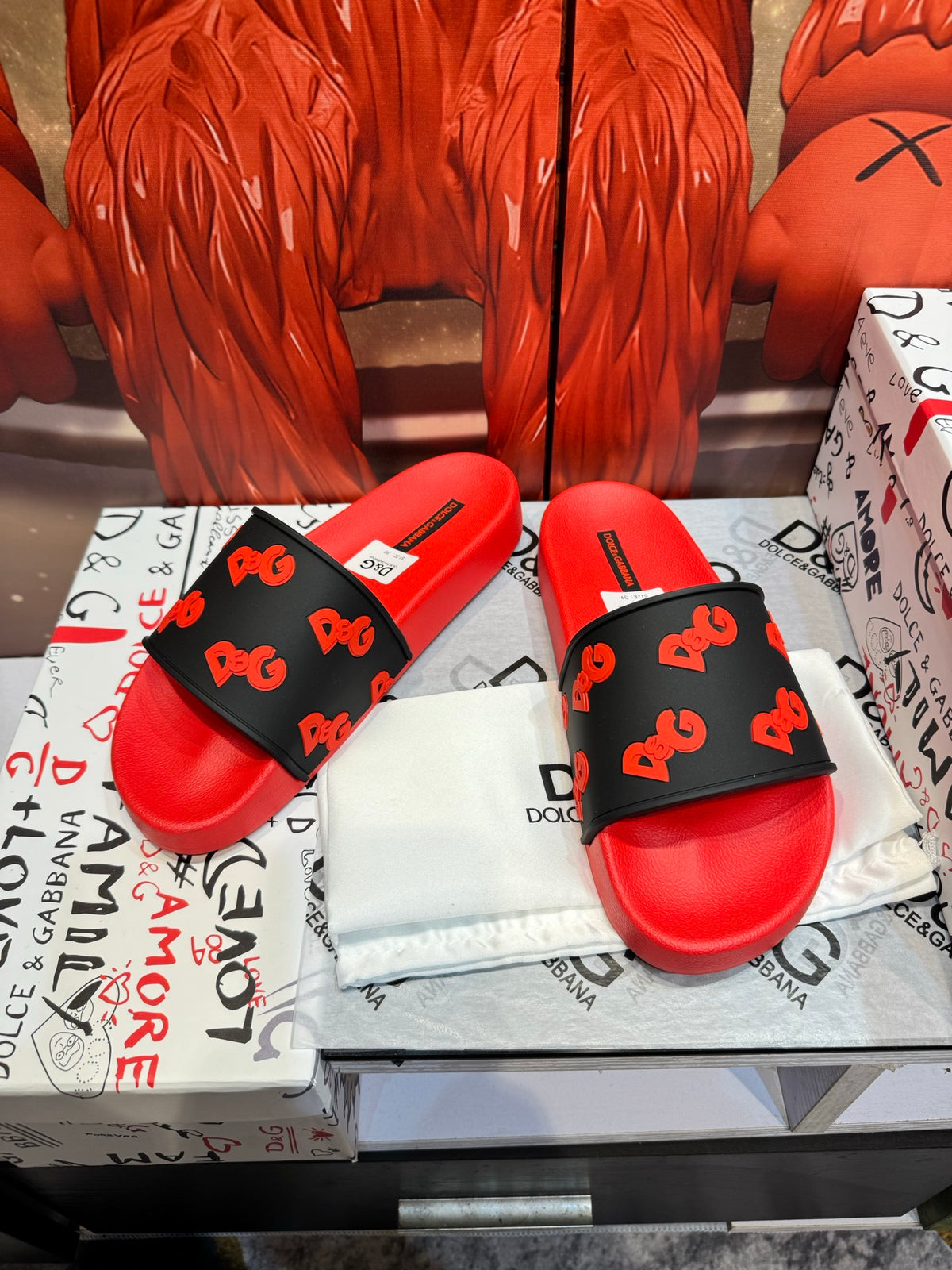Dolce & Gabbana DG Men's Embossed-Logo PVC Slides