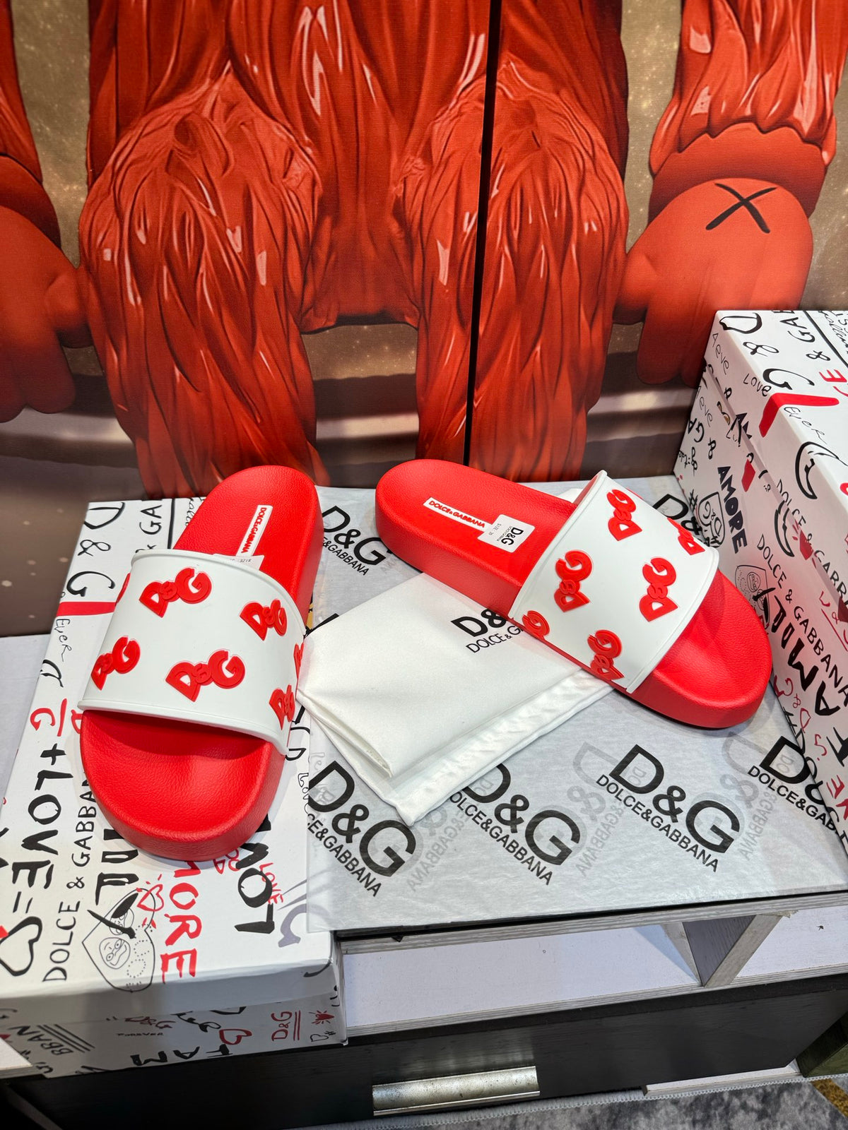 Dolce & Gabbana DG Men's Embossed-Logo PVC Slides
