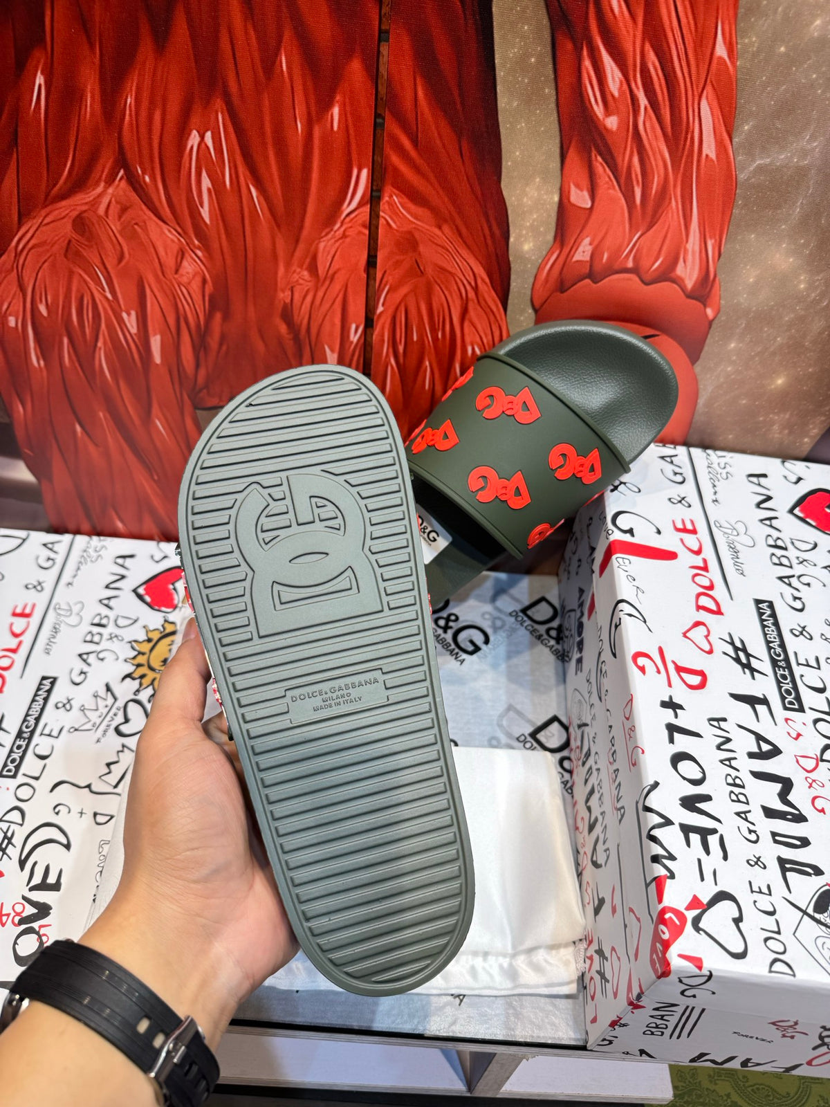 Dolce & Gabbana DG Men's Embossed-Logo PVC Slides