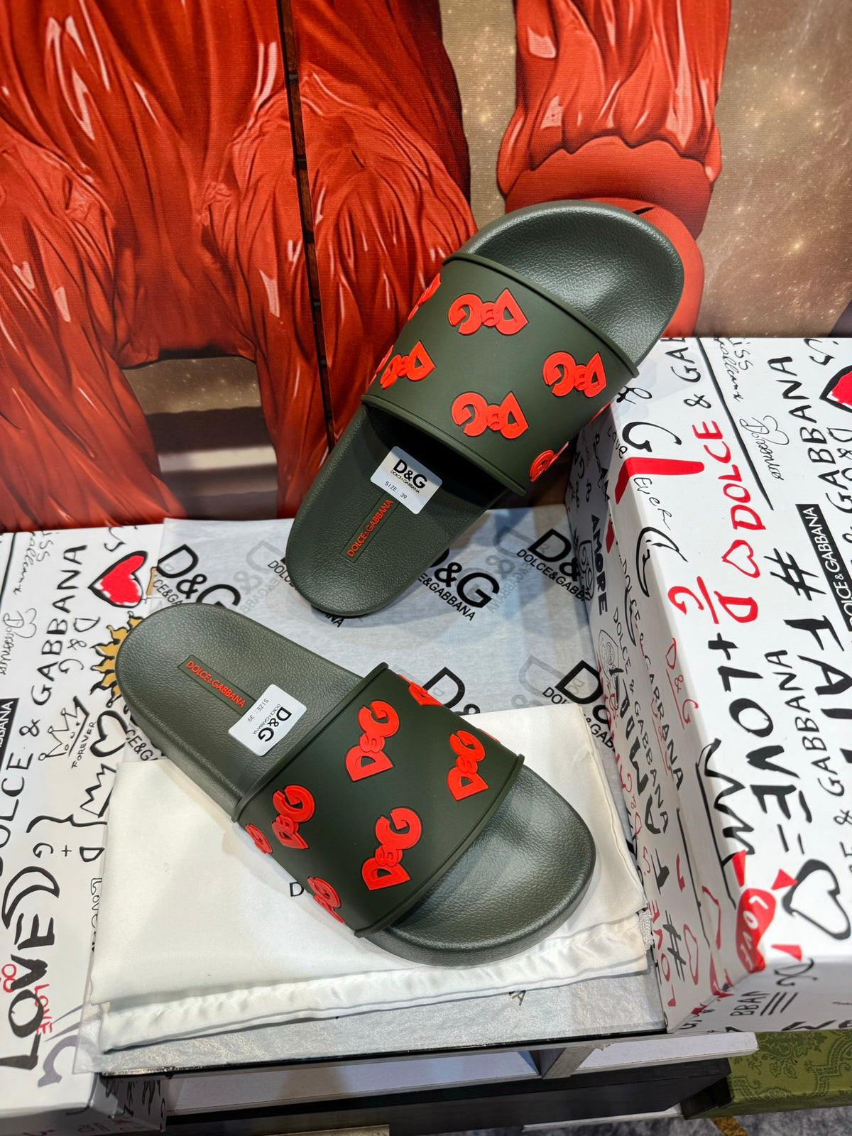 Dolce & Gabbana DG Men's Embossed-Logo PVC Slides