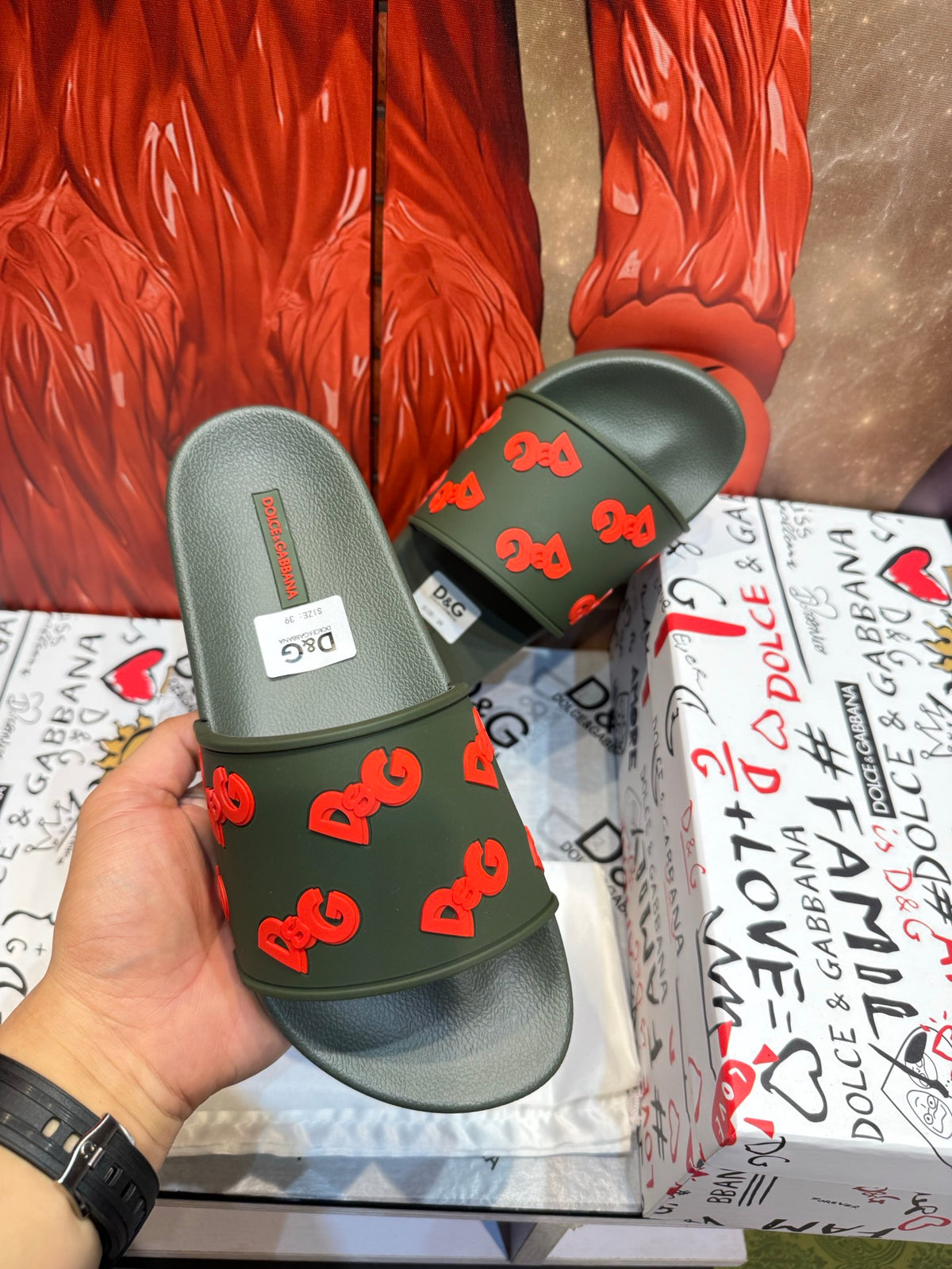 Dolce & Gabbana DG Men's Embossed-Logo PVC Slides