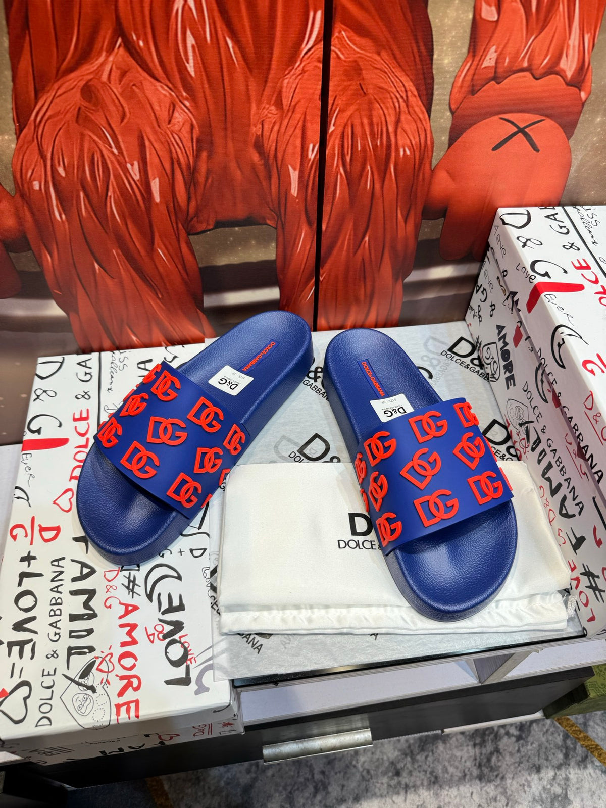 Dolce & Gabbana DG Men's Embossed-Logo PVC Slides