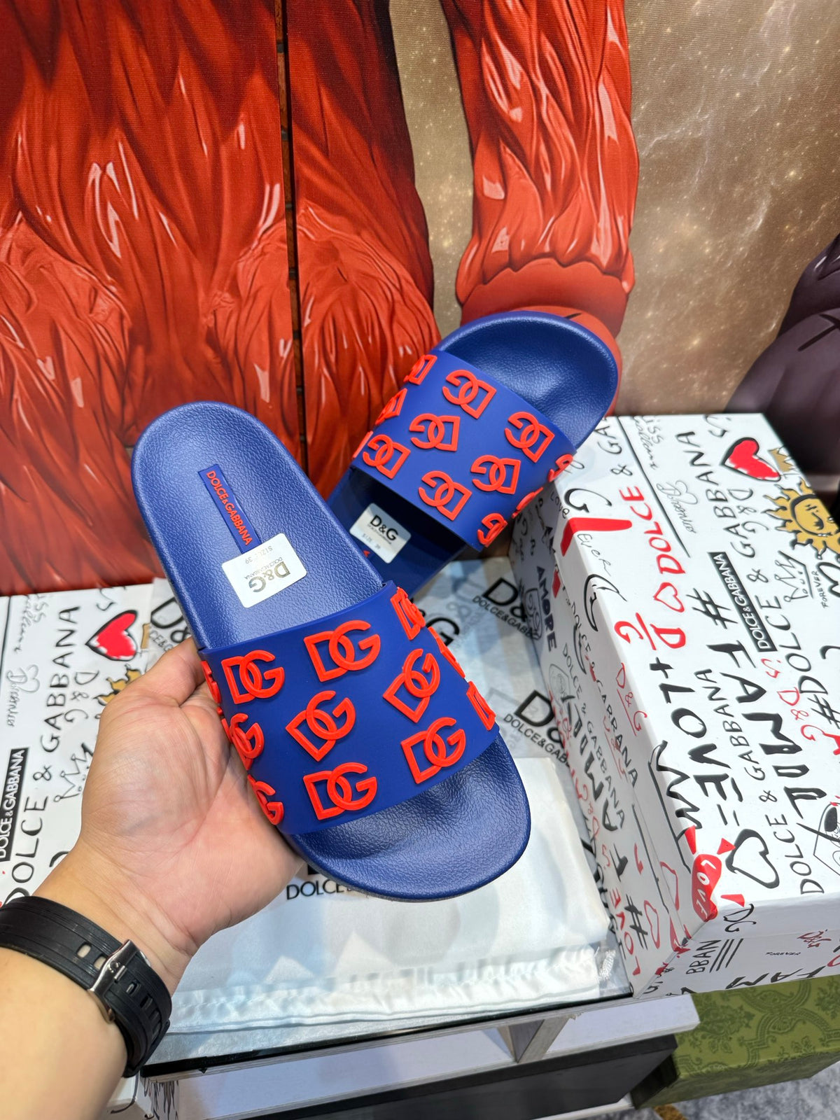 Dolce & Gabbana DG Men's Embossed-Logo PVC Slides