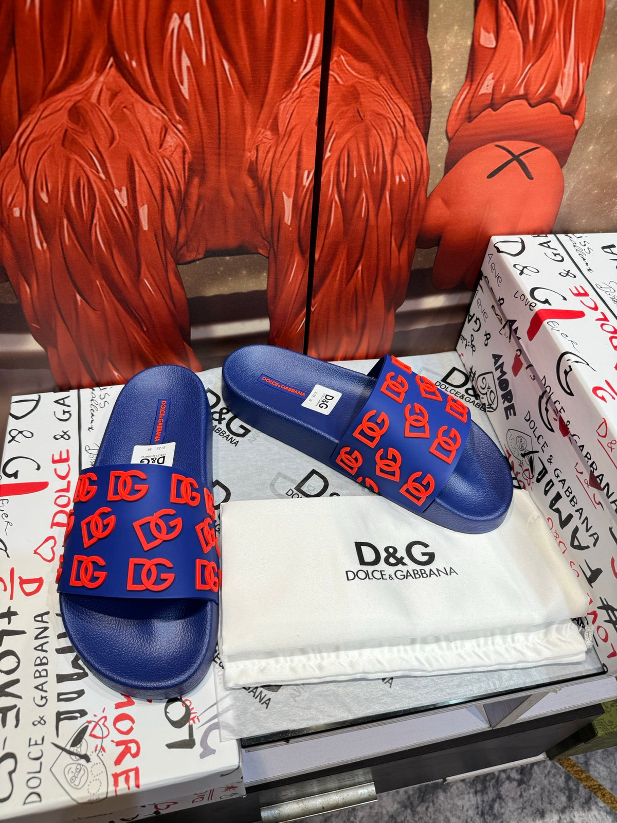 Dolce & Gabbana DG Men's Embossed-Logo PVC Slides