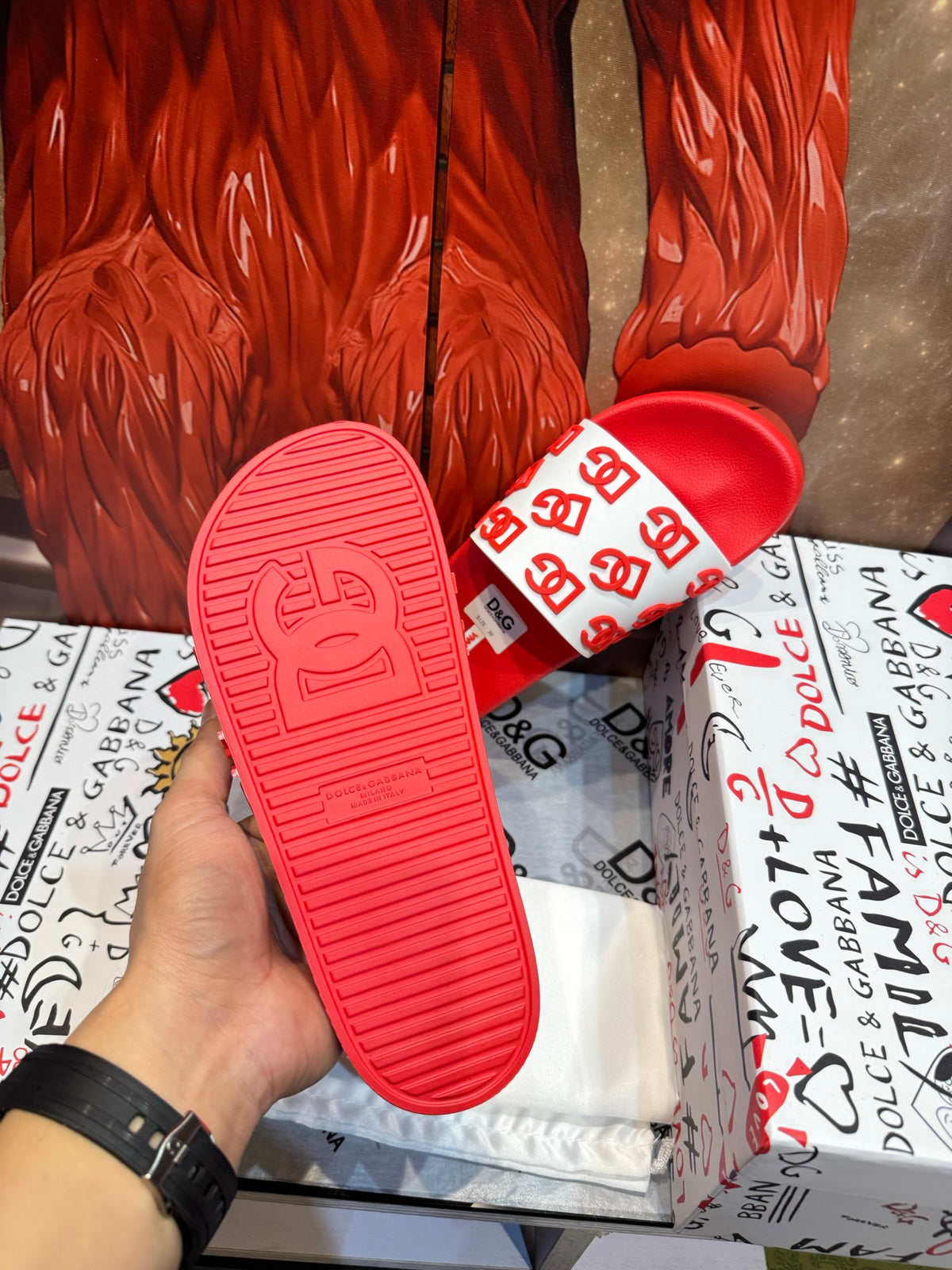Dolce & Gabbana DG Men's Embossed-Logo PVC Slides