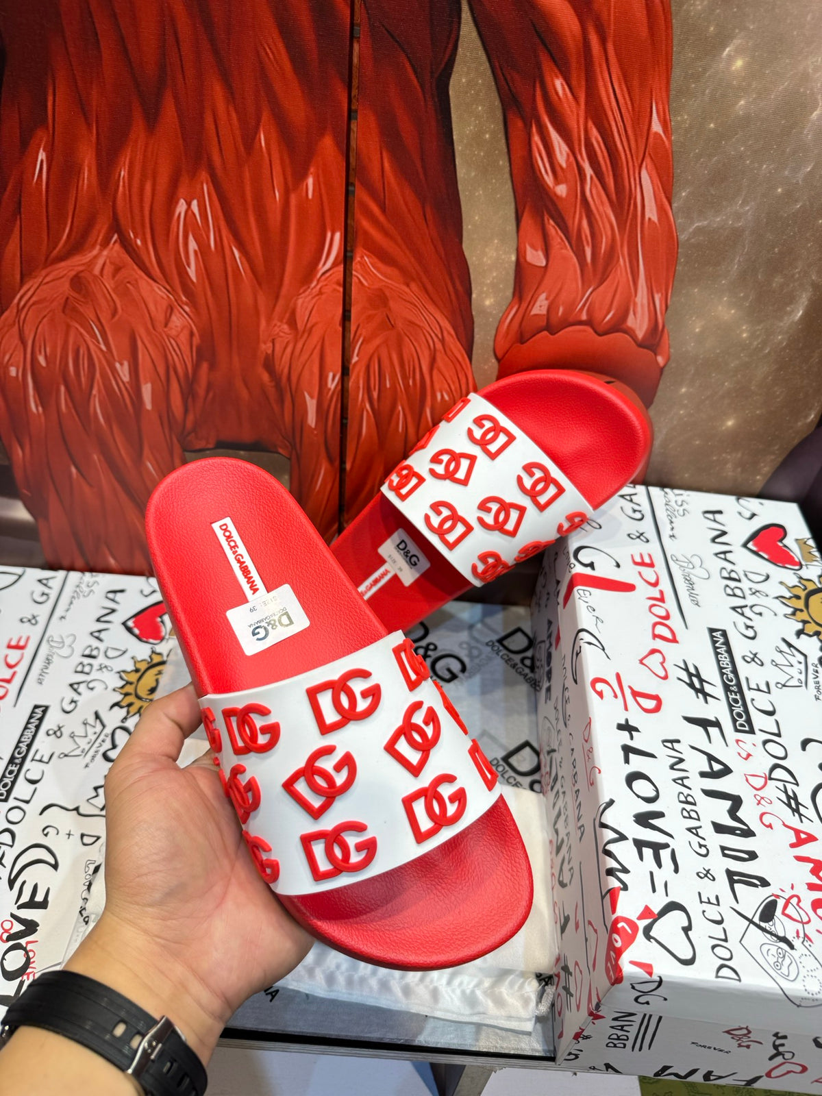 Dolce & Gabbana DG Men's Embossed-Logo PVC Slides