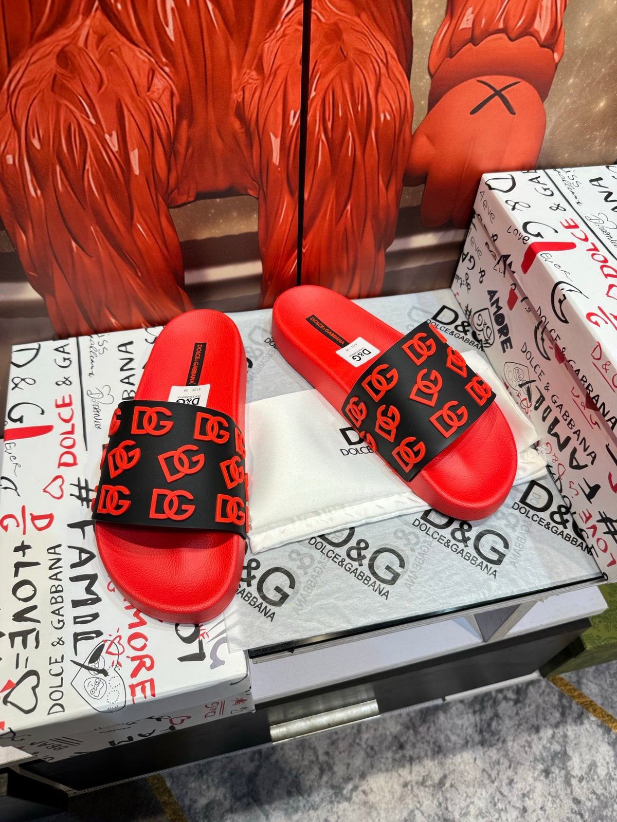 Dolce & Gabbana DG Men's Embossed-Logo PVC Slides