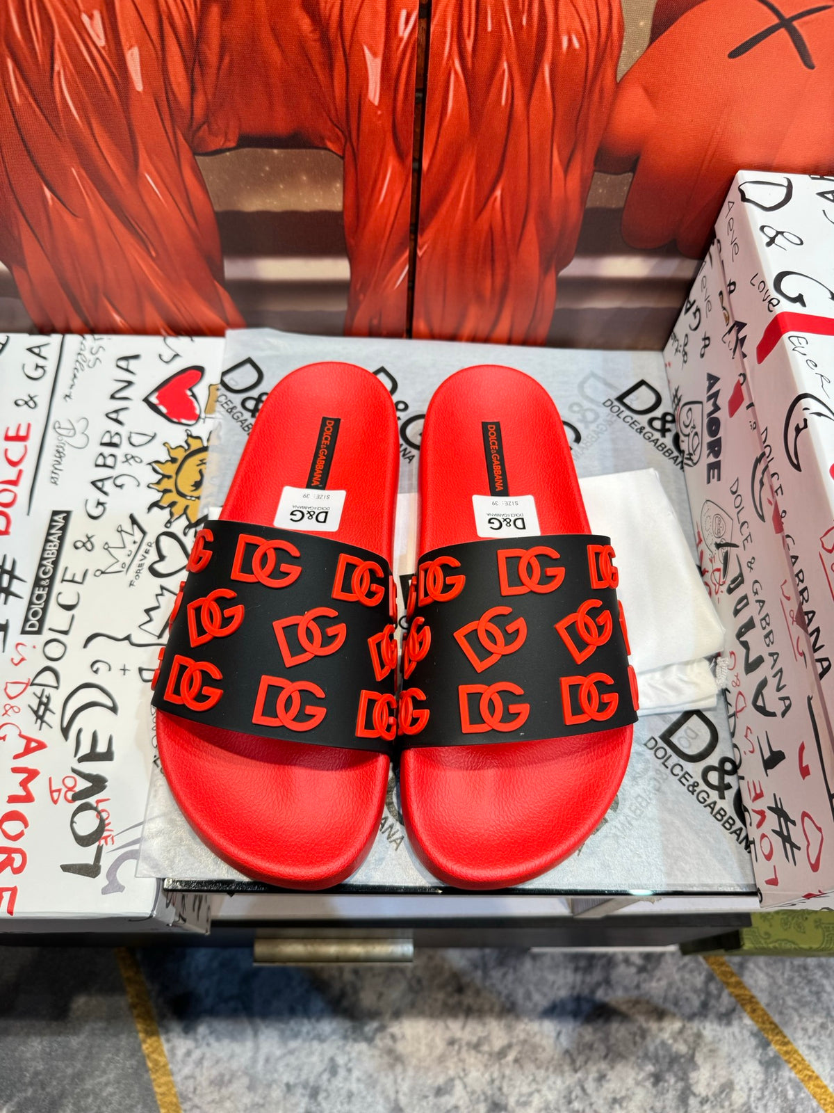 Dolce & Gabbana DG Men's Embossed-Logo PVC Slides