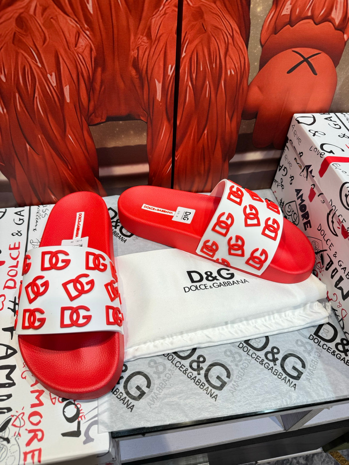 Dolce & Gabbana DG Men's Embossed-Logo PVC Slides