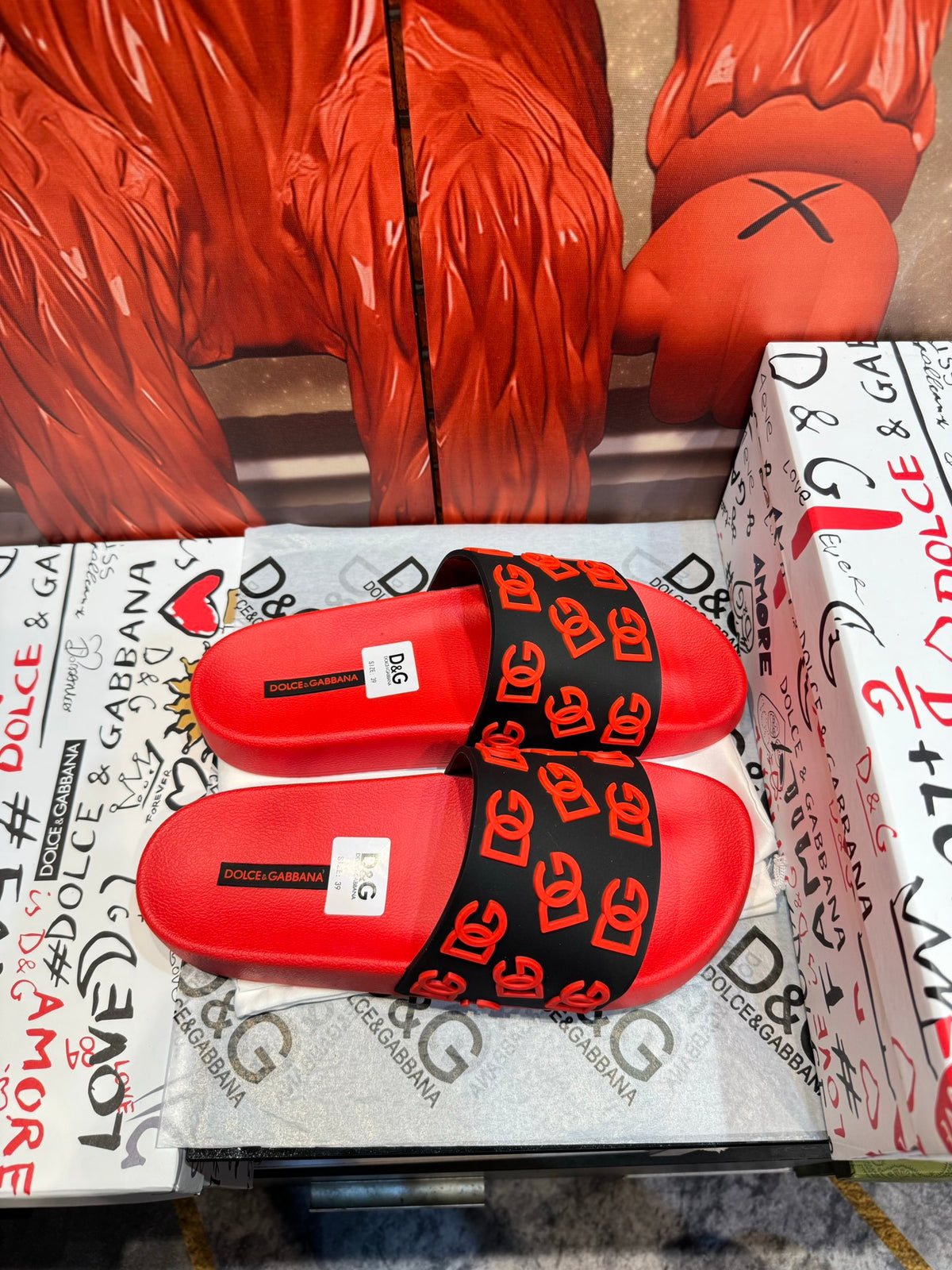 Dolce & Gabbana DG Men's Embossed-Logo PVC Slides