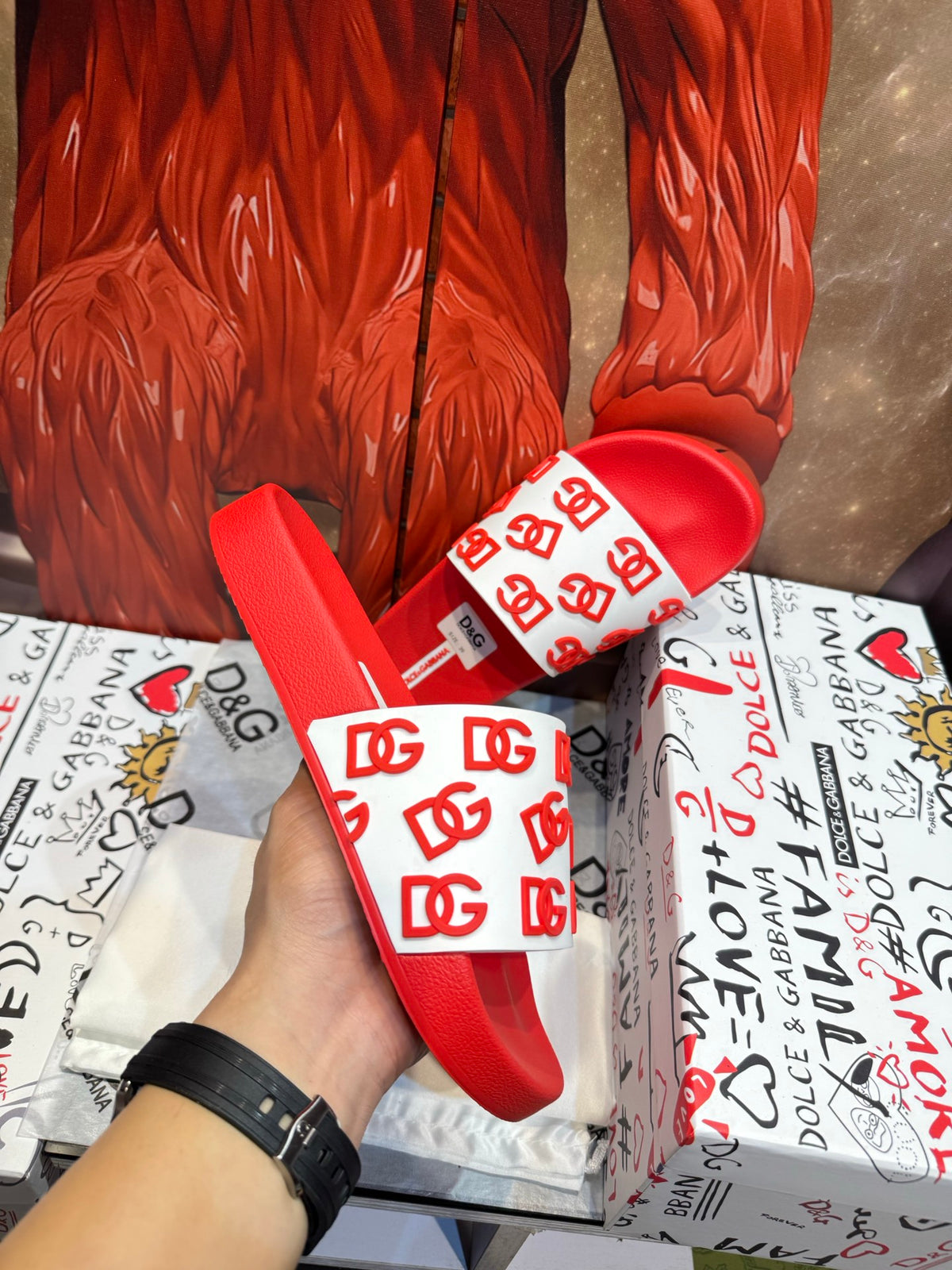 Dolce & Gabbana DG Men's Embossed-Logo PVC Slides