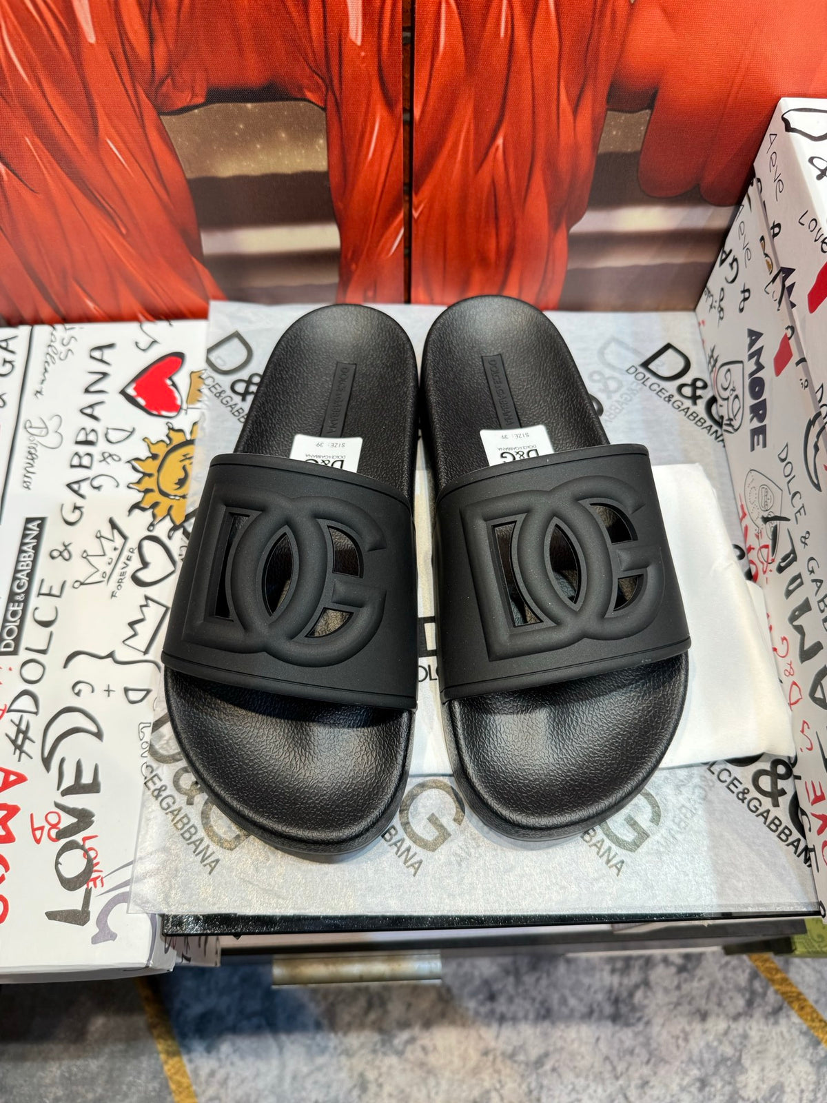 Dolce & Gabbana DG Men's Embossed-Logo PVC Slides