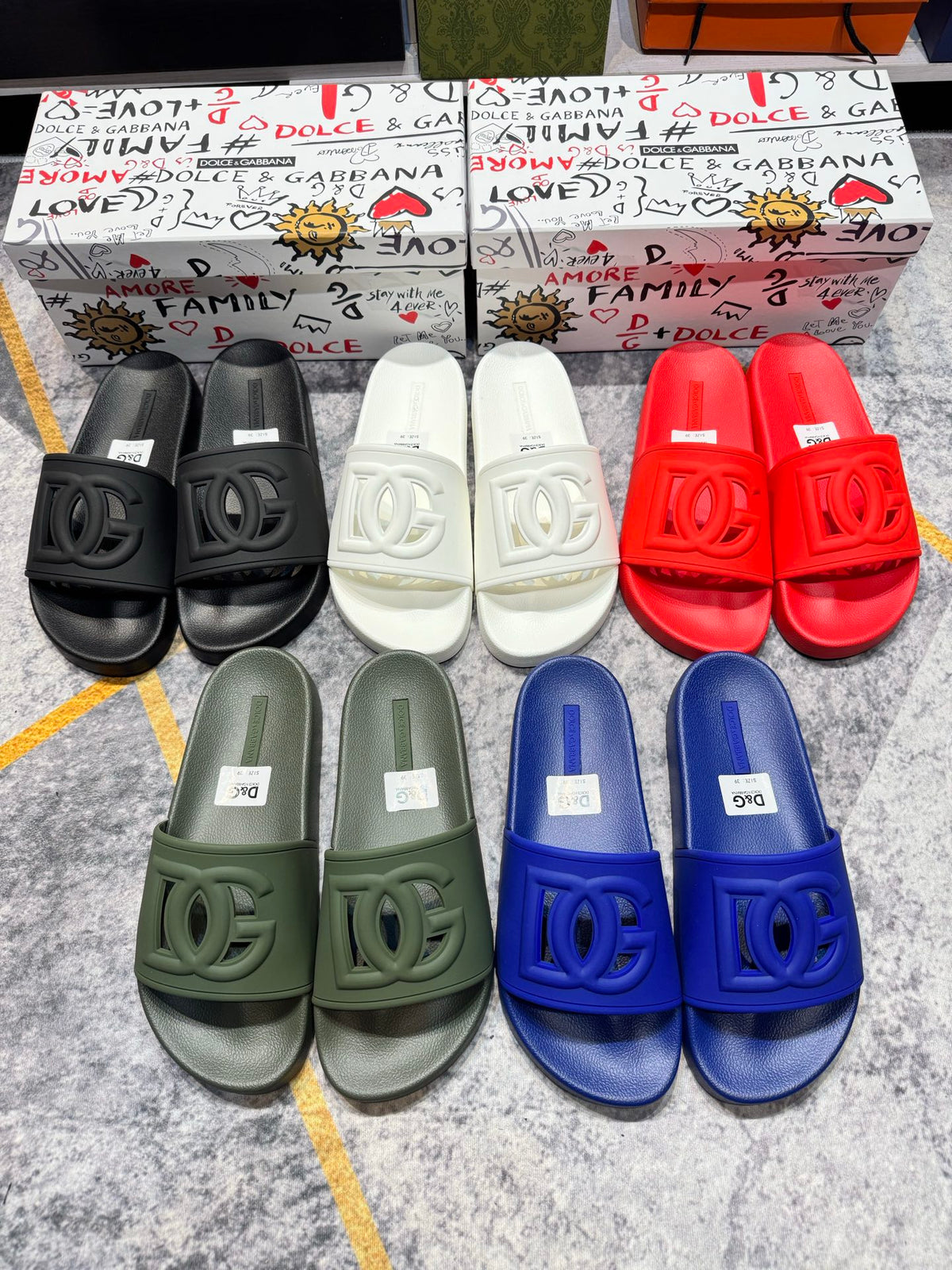 Dolce & Gabbana DG Men's Embossed-Logo PVC Slides