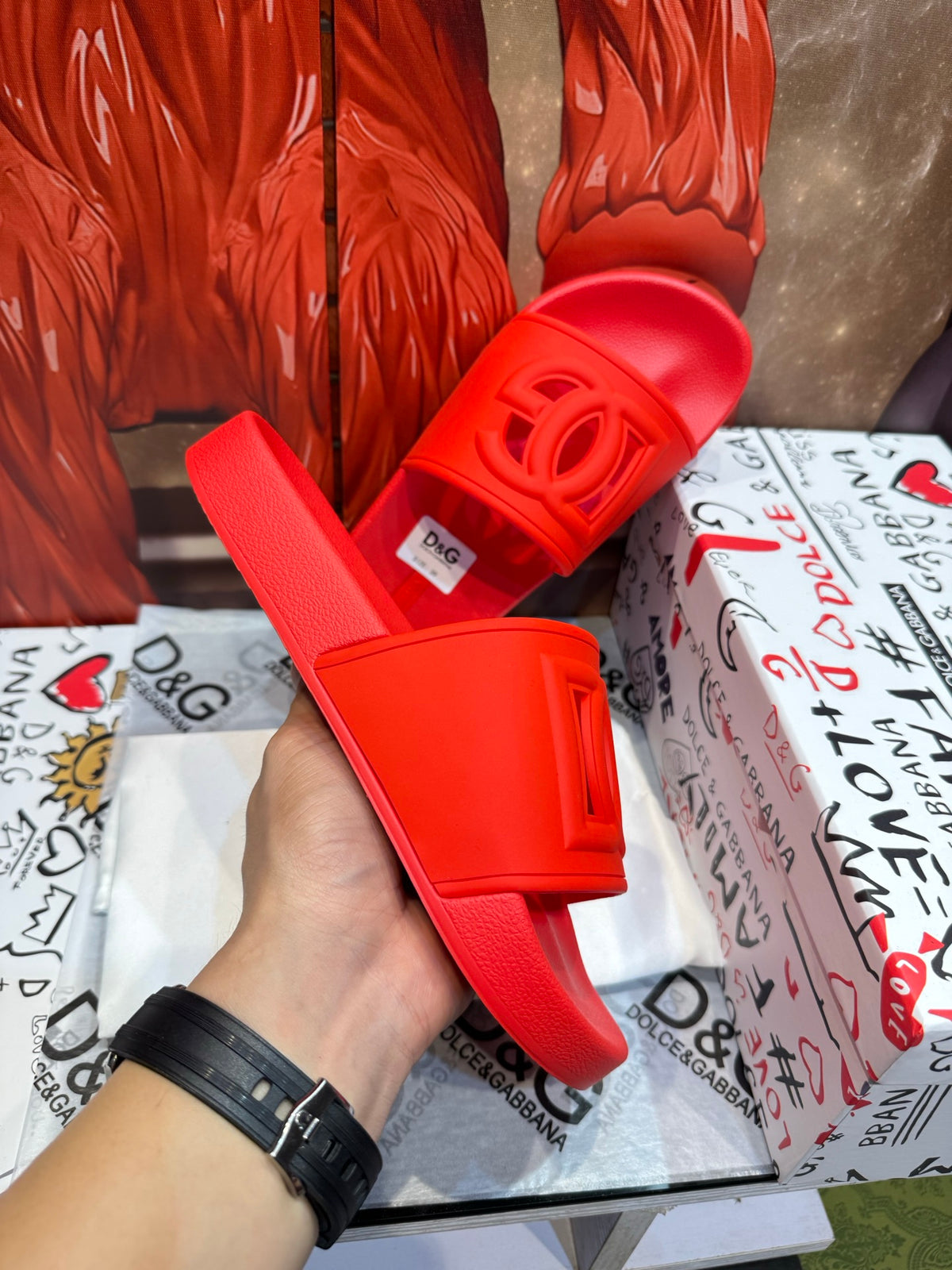 Dolce & Gabbana DG Men's Embossed-Logo PVC Slides