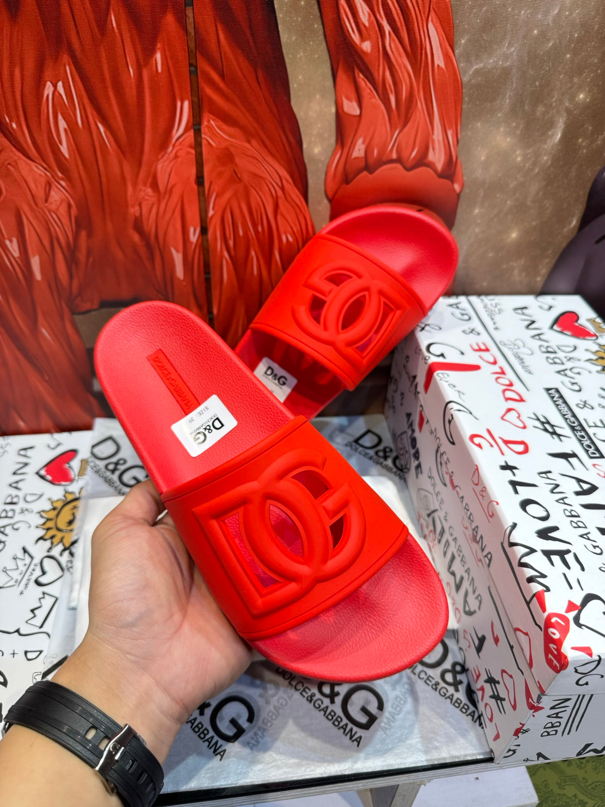 Dolce & Gabbana DG Men's Embossed-Logo PVC Slides