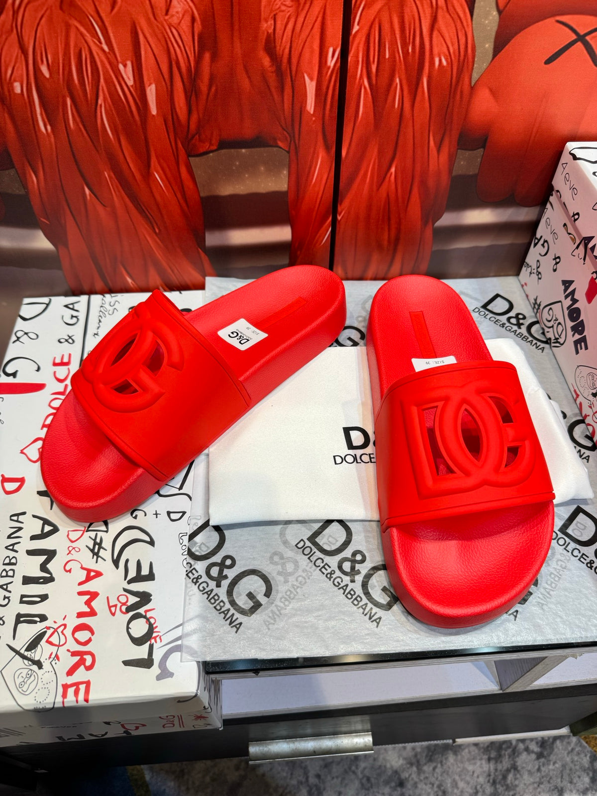 Dolce & Gabbana DG Men's Embossed-Logo PVC Slides
