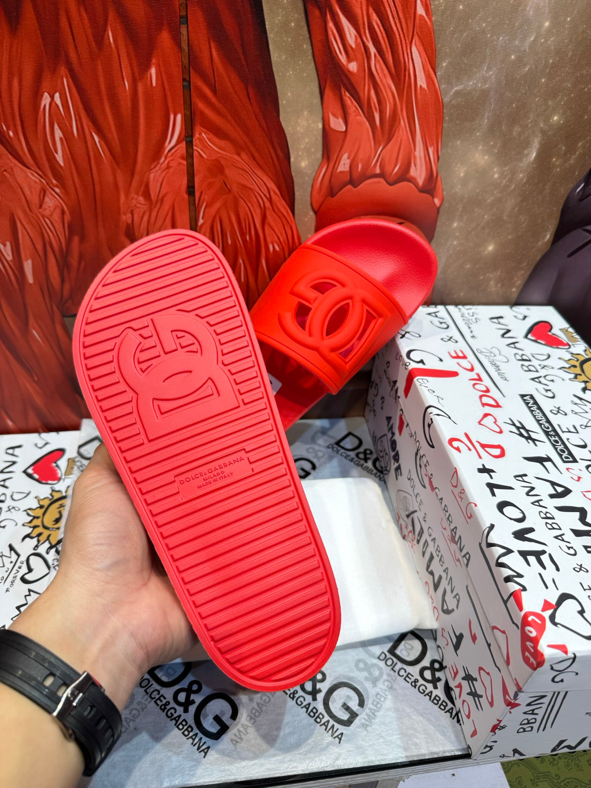 Dolce & Gabbana DG Men's Embossed-Logo PVC Slides