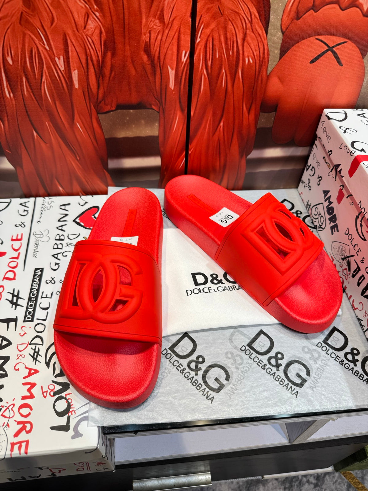 Dolce & Gabbana DG Men's Embossed-Logo PVC Slides