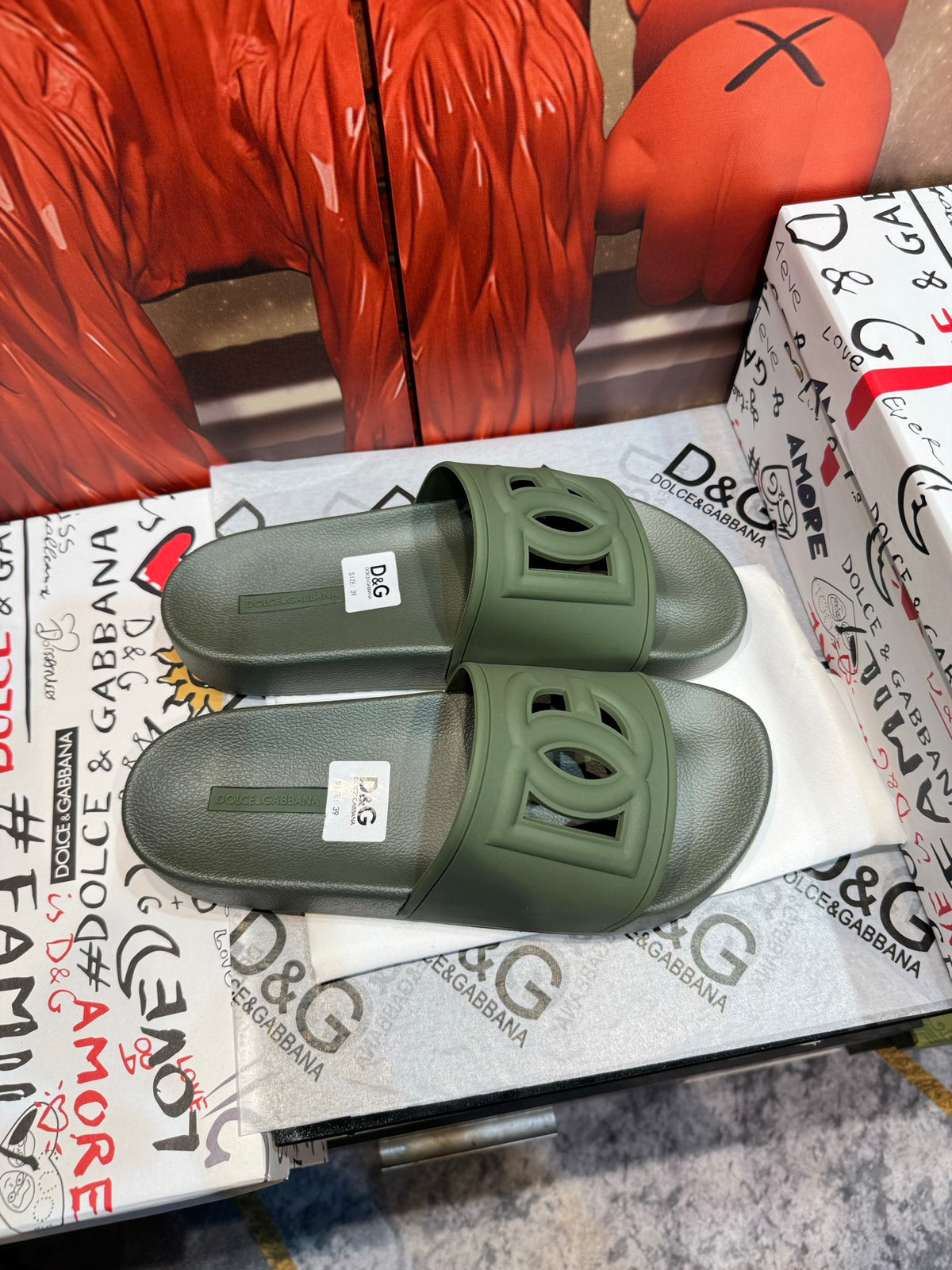 Dolce & Gabbana DG Men's Embossed-Logo PVC Slides