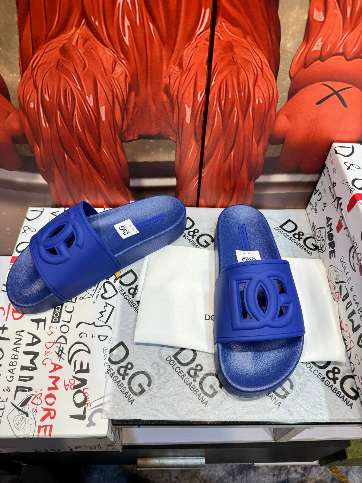 Dolce & Gabbana DG Men's Embossed-Logo PVC Slides