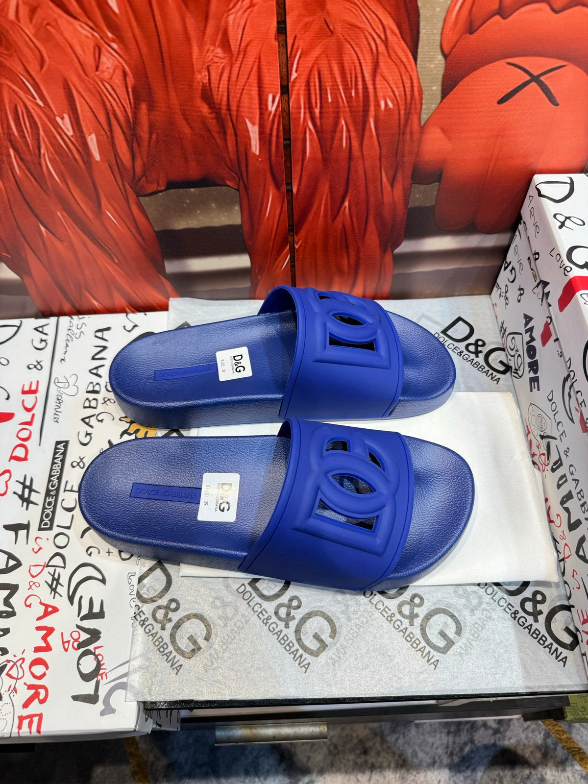 Dolce & Gabbana DG Men's Embossed-Logo PVC Slides