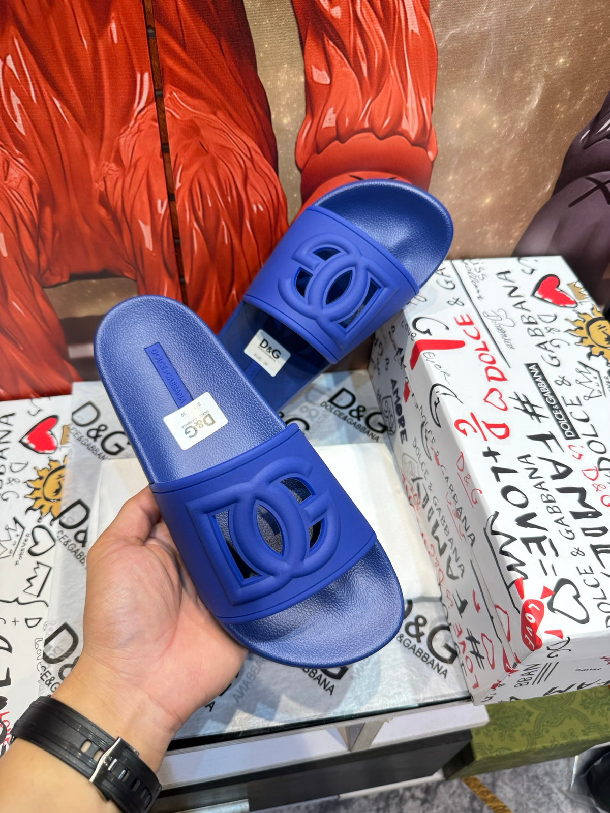 Dolce & Gabbana DG Men's Embossed-Logo PVC Slides