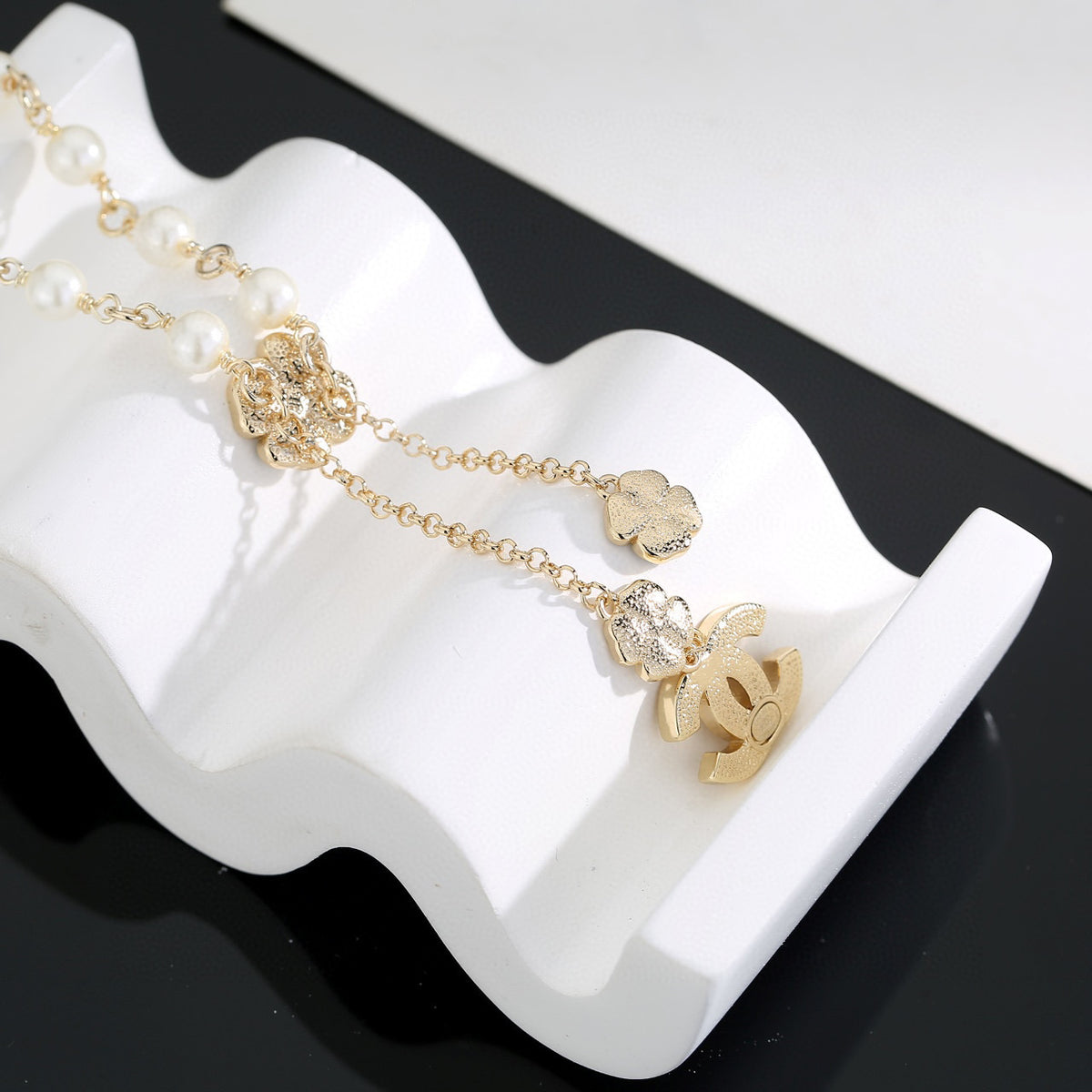 pearl letter Necklace for women - alternate angle view 3