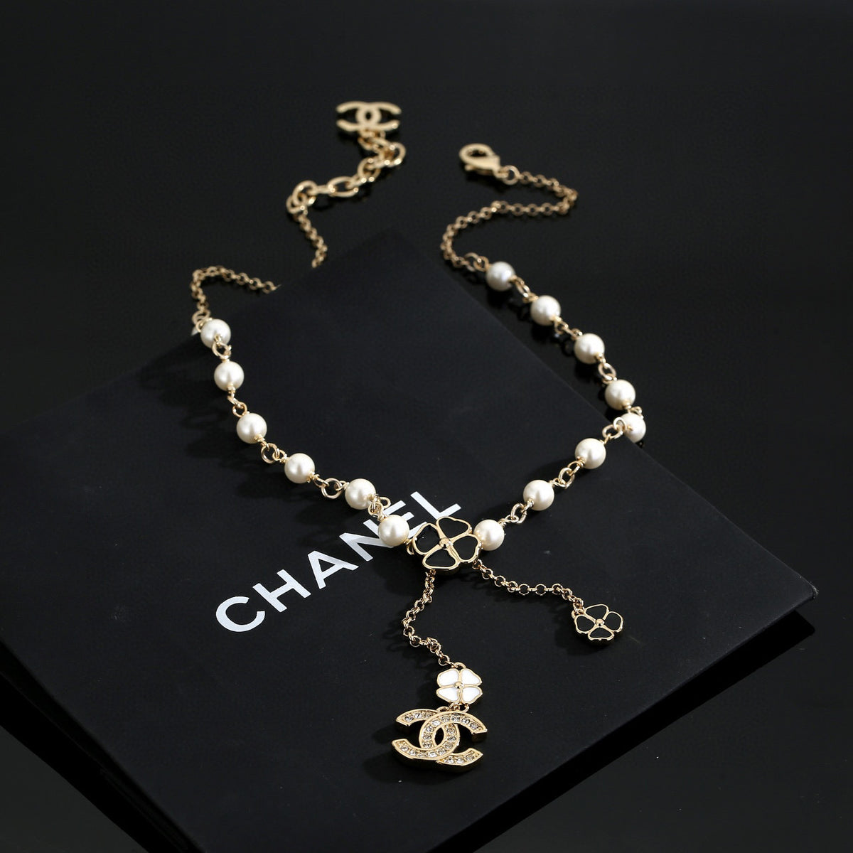 pearl letter Necklace for women - alternate angle view 2