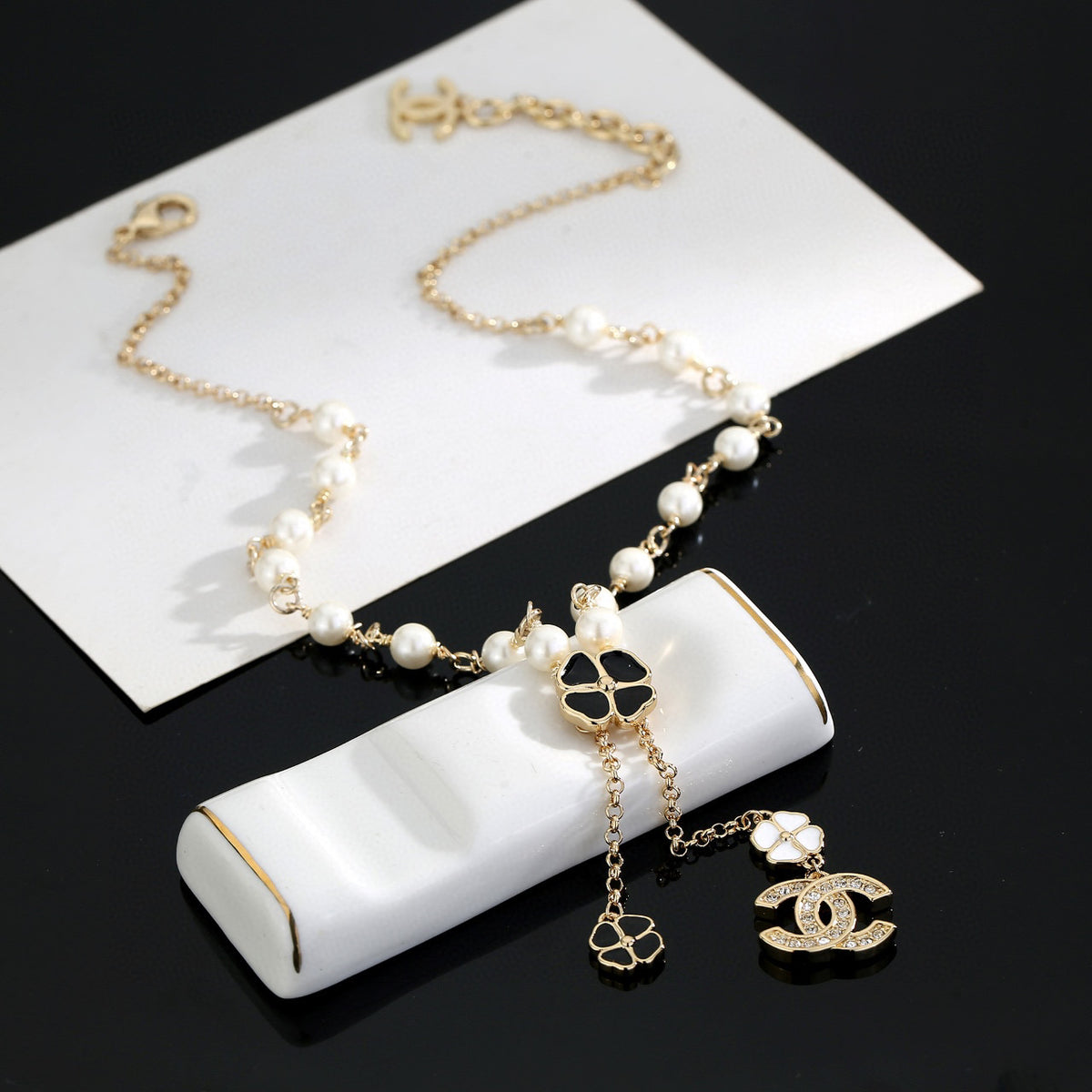pearl letter Necklace for women - alternate angle view 5