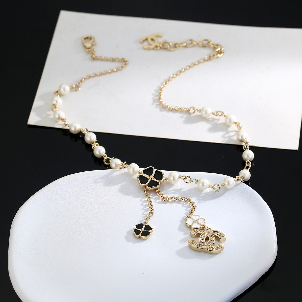 pearl letter Necklace for women - alternate angle view 4