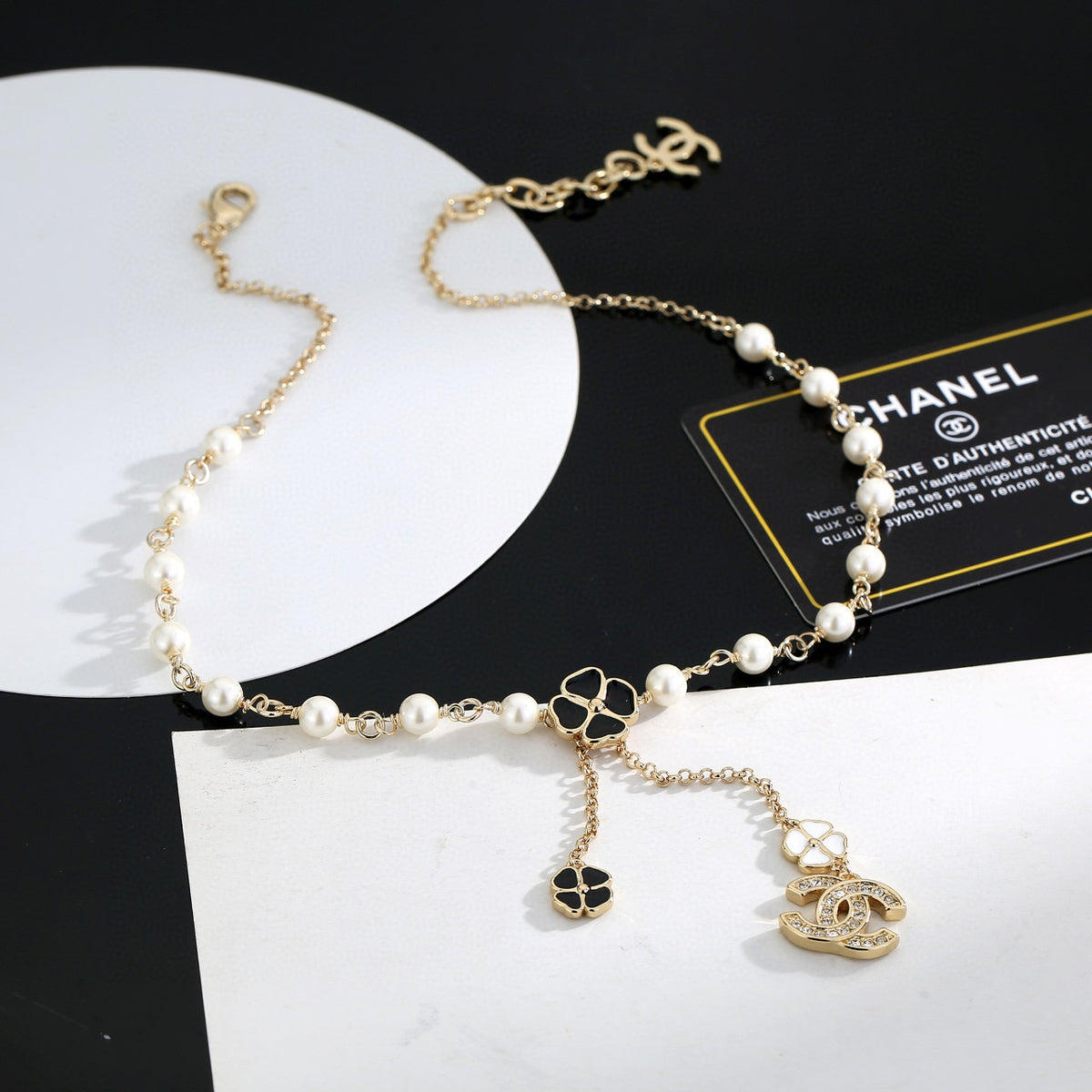 pearl letter Necklace for women - alternate angle view 6