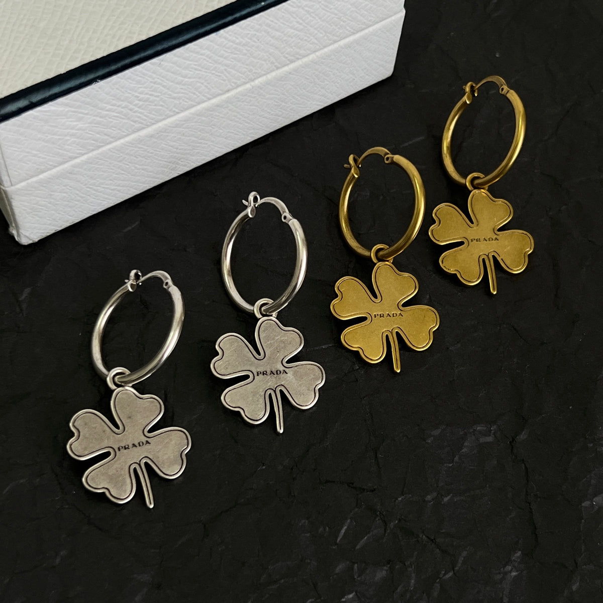 Signature Emblem Statement Earrings in Polished Metal-Tone – Vintage – Design 02 main product view