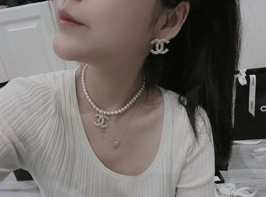 silver 925 sterling silver cute Stud Earrings for women - alternate angle view 3