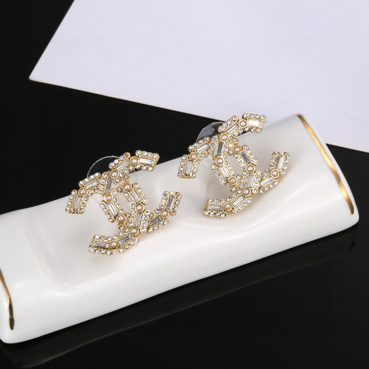 silver 925 sterling silver cute Stud Earrings for women - alternate angle view 2