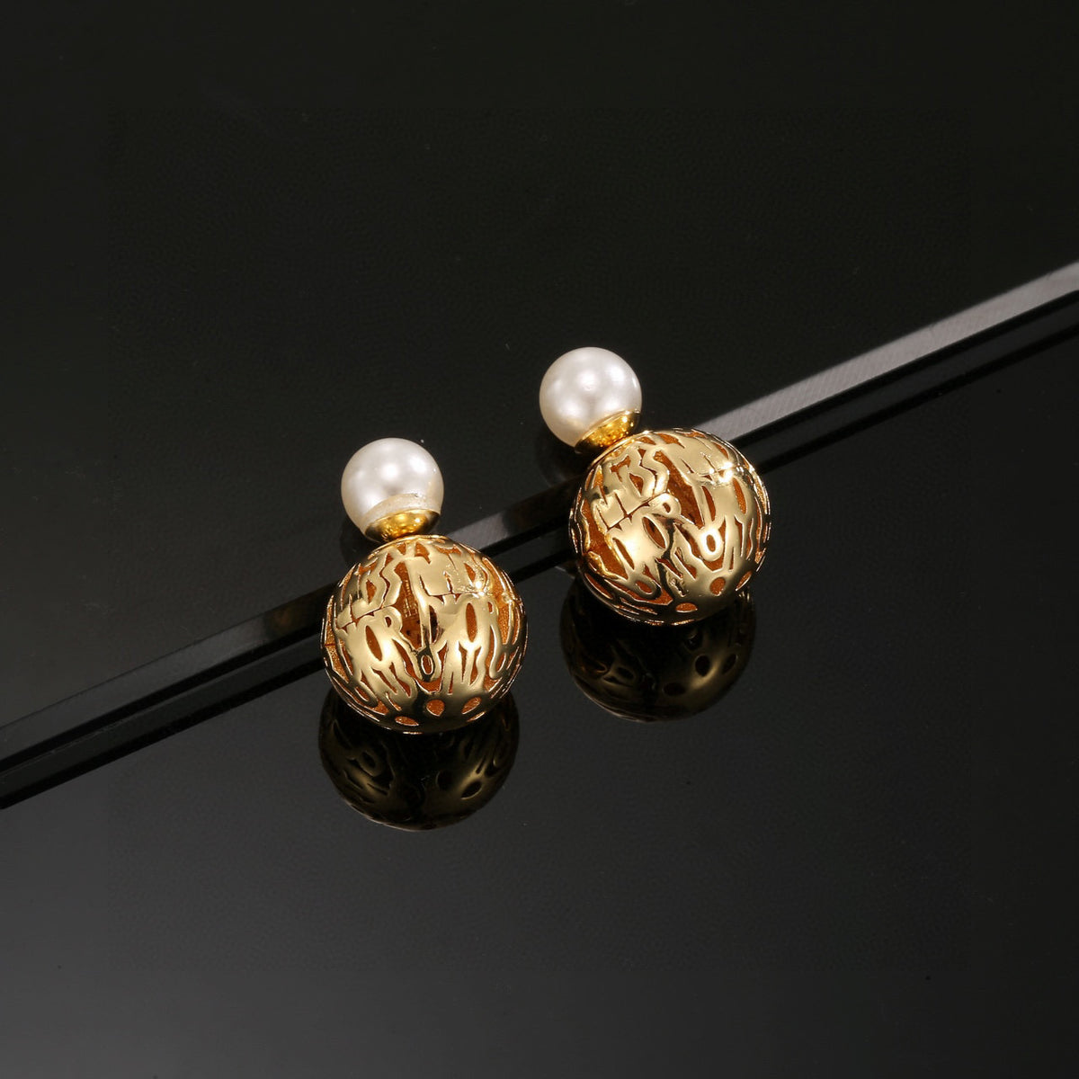 gold metal butterfly Drop Earrings for women - alternate angle view 2