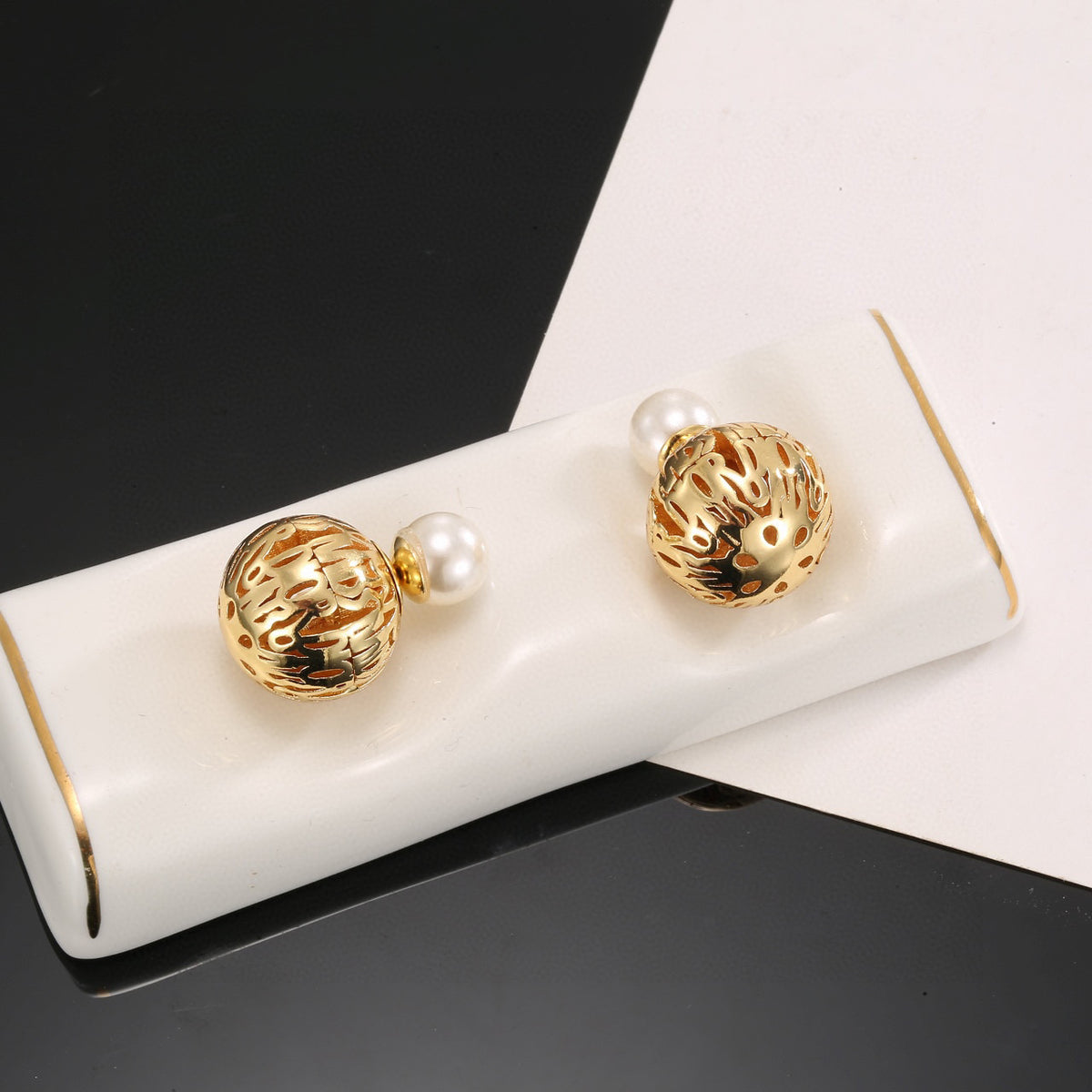gold metal butterfly Drop Earrings for women - product detail view