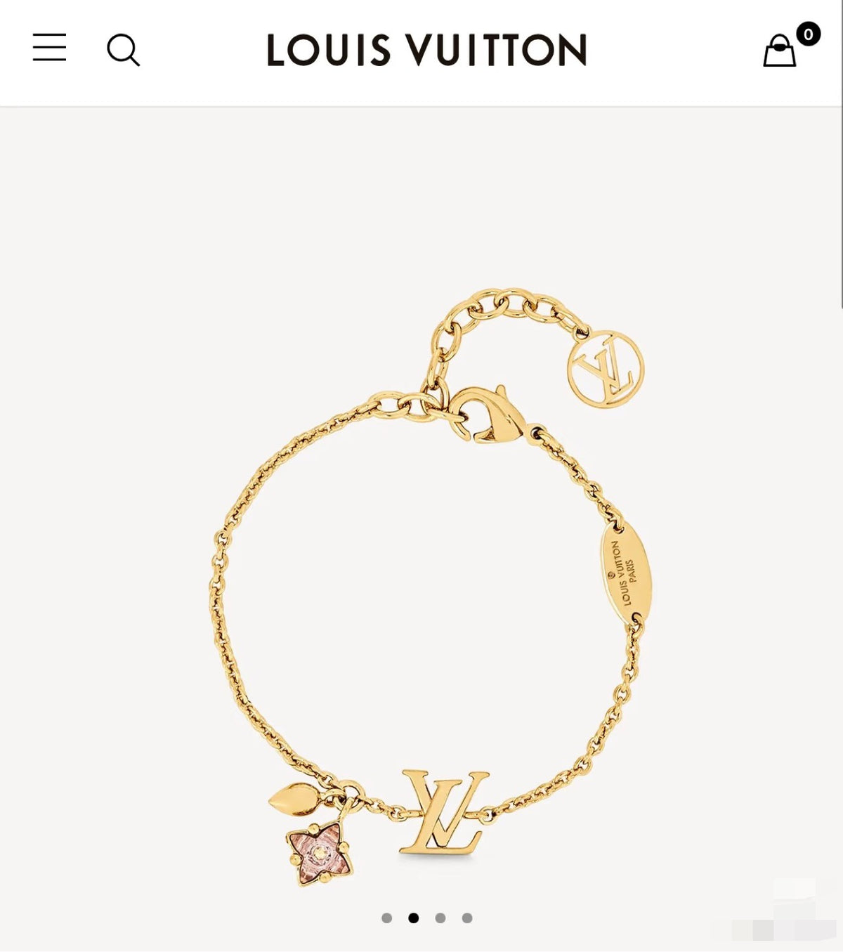 pink crystal letter Bracelet for women - product detail view