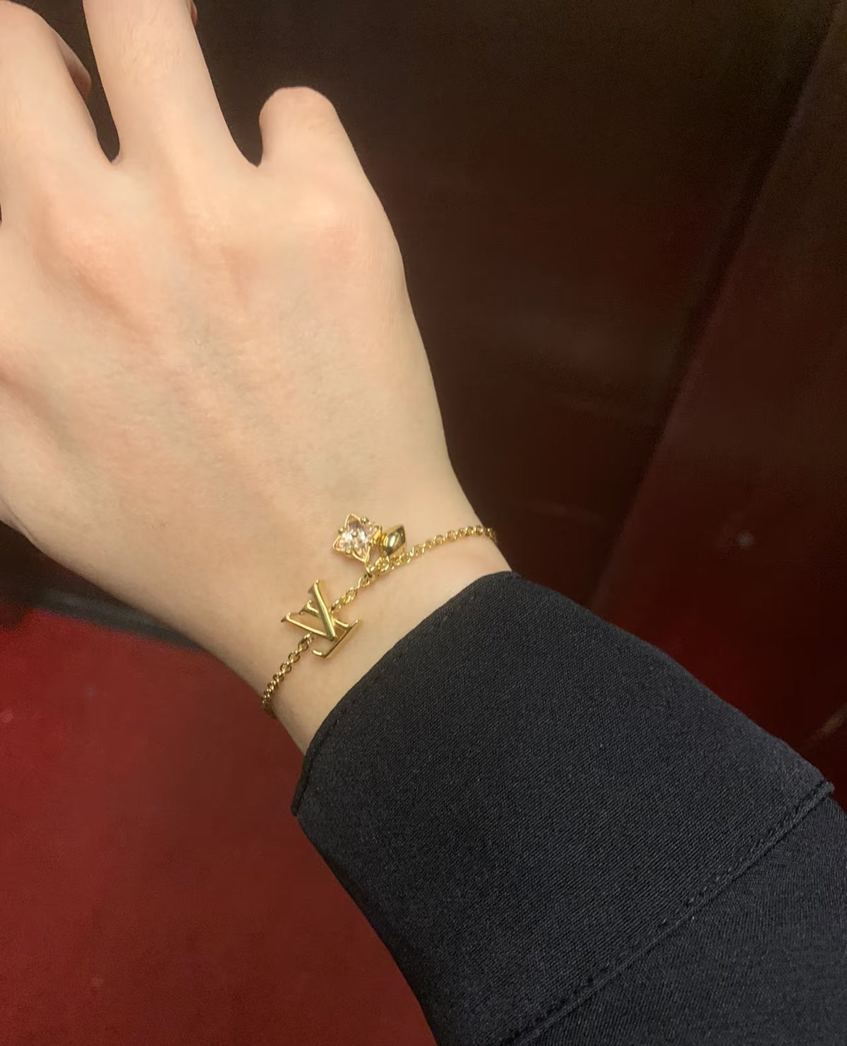 pink crystal letter Bracelet for women - alternate angle view 5