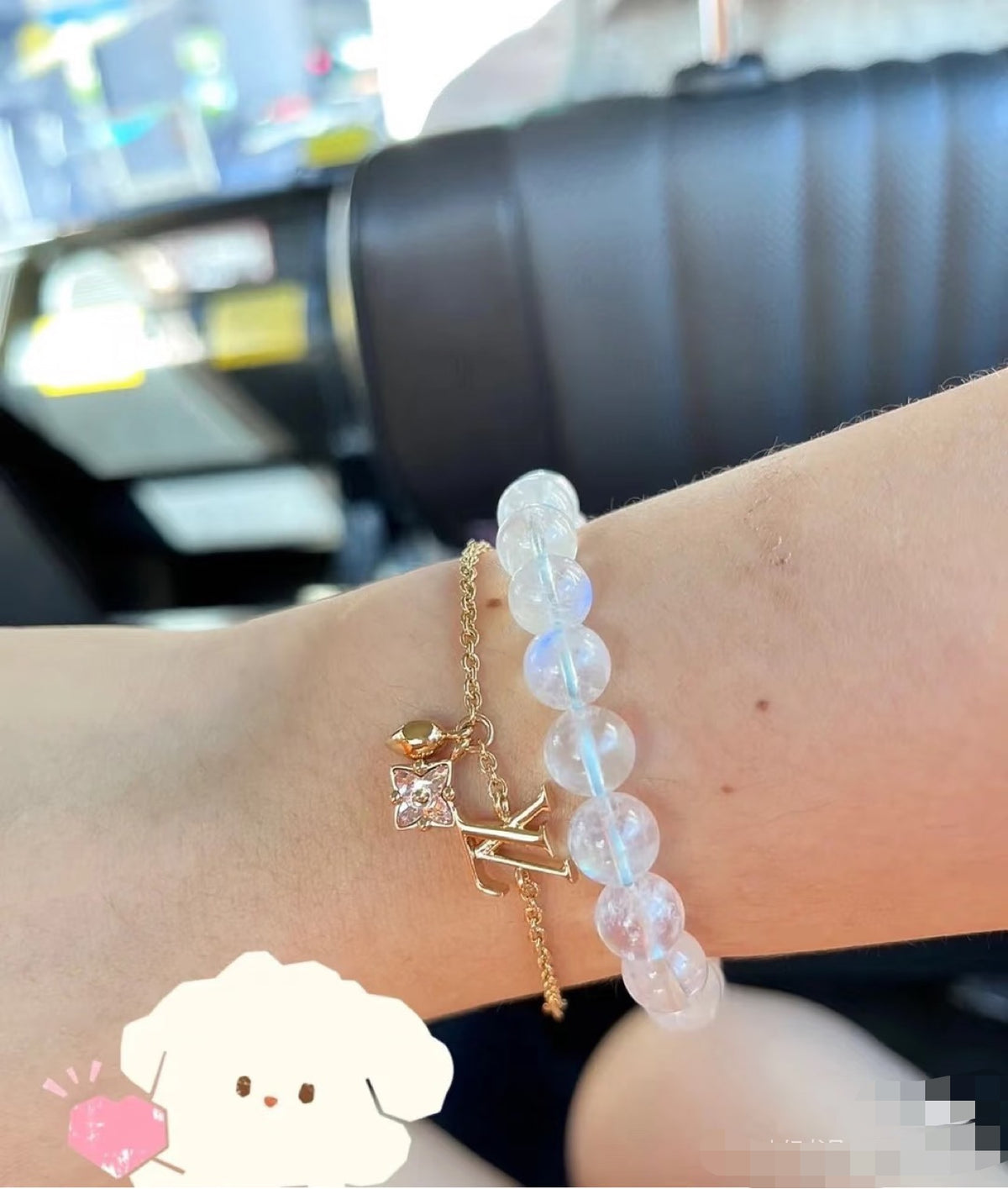 pink crystal letter Bracelet for women - alternate angle view 3