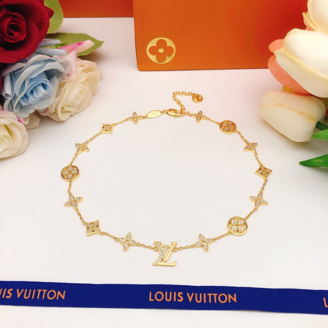 gold brass floral Necklace for women - alternate angle view 8