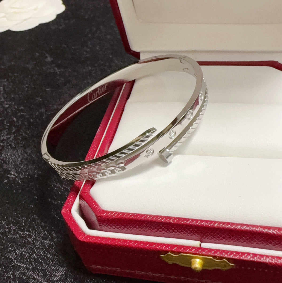 white delicate Bangle for women - alternate angle view 4