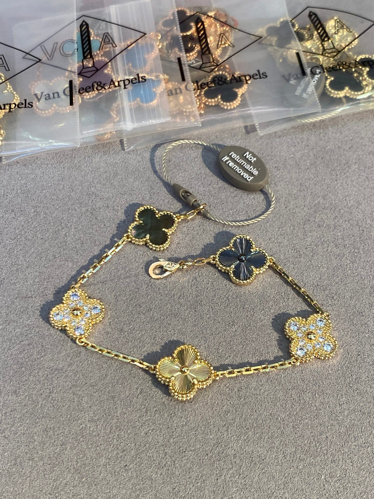rose gold stone clover Bracelet for women - alternate angle view 5
